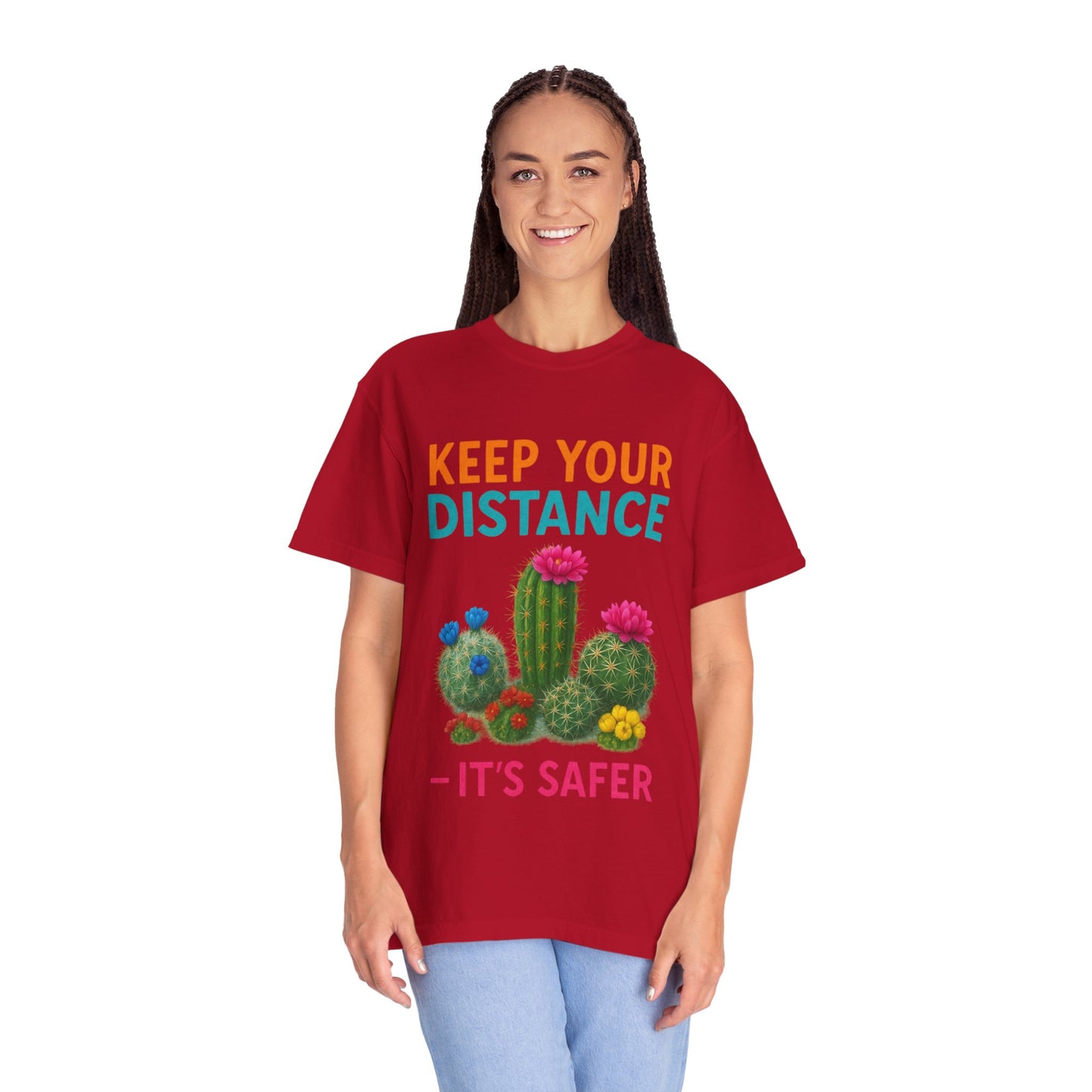 Keep Your Distance Cactus T-Shirt — "It's Safer" Humorous Social Distancing Tee