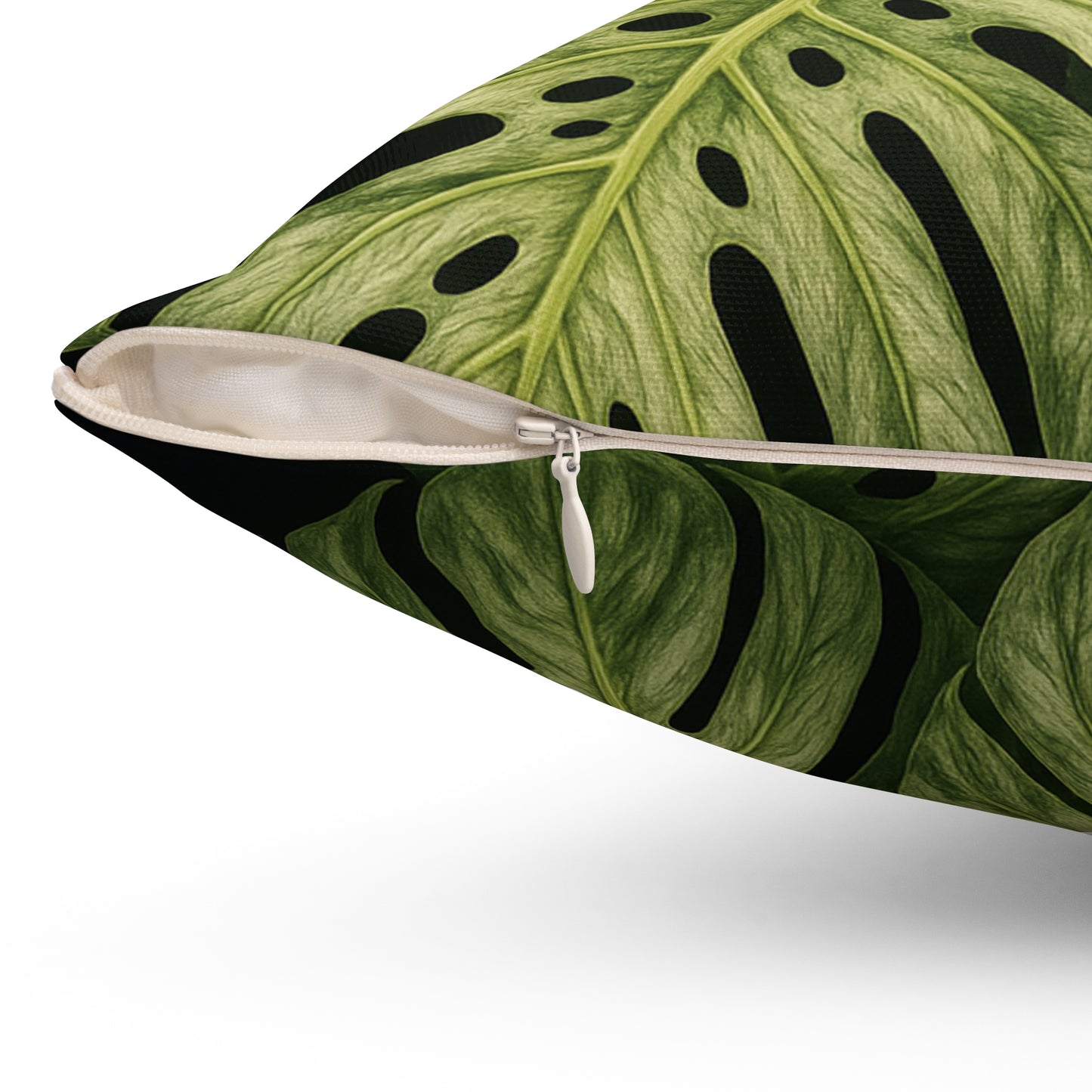 Monstera Leaf Throw Pillow – Tropical Green Decorative Pillow