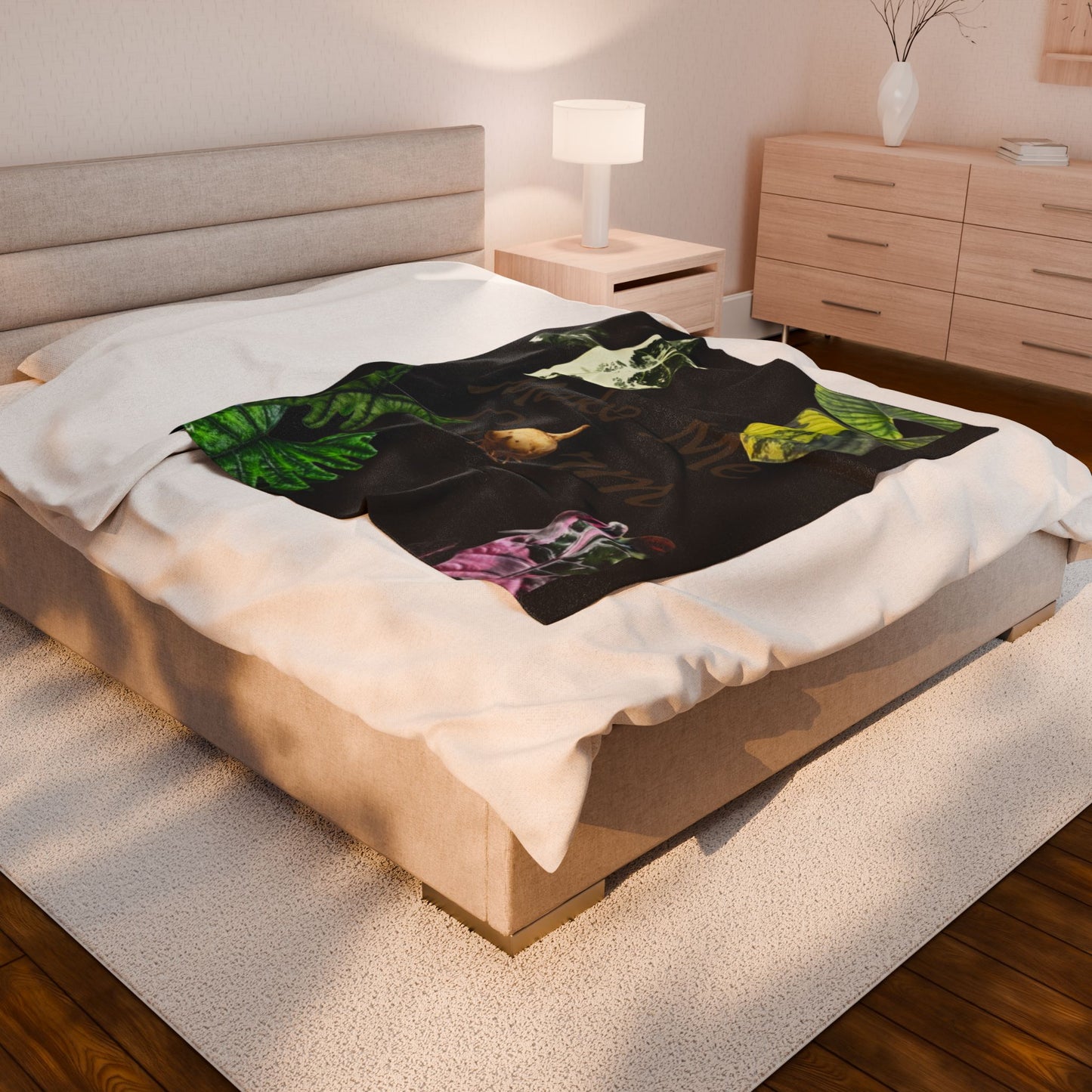 Make Me Grow Plant Lover Velveteen Plush Blanket — Botanical Throw for Gardeners & Indoor Plant Parents