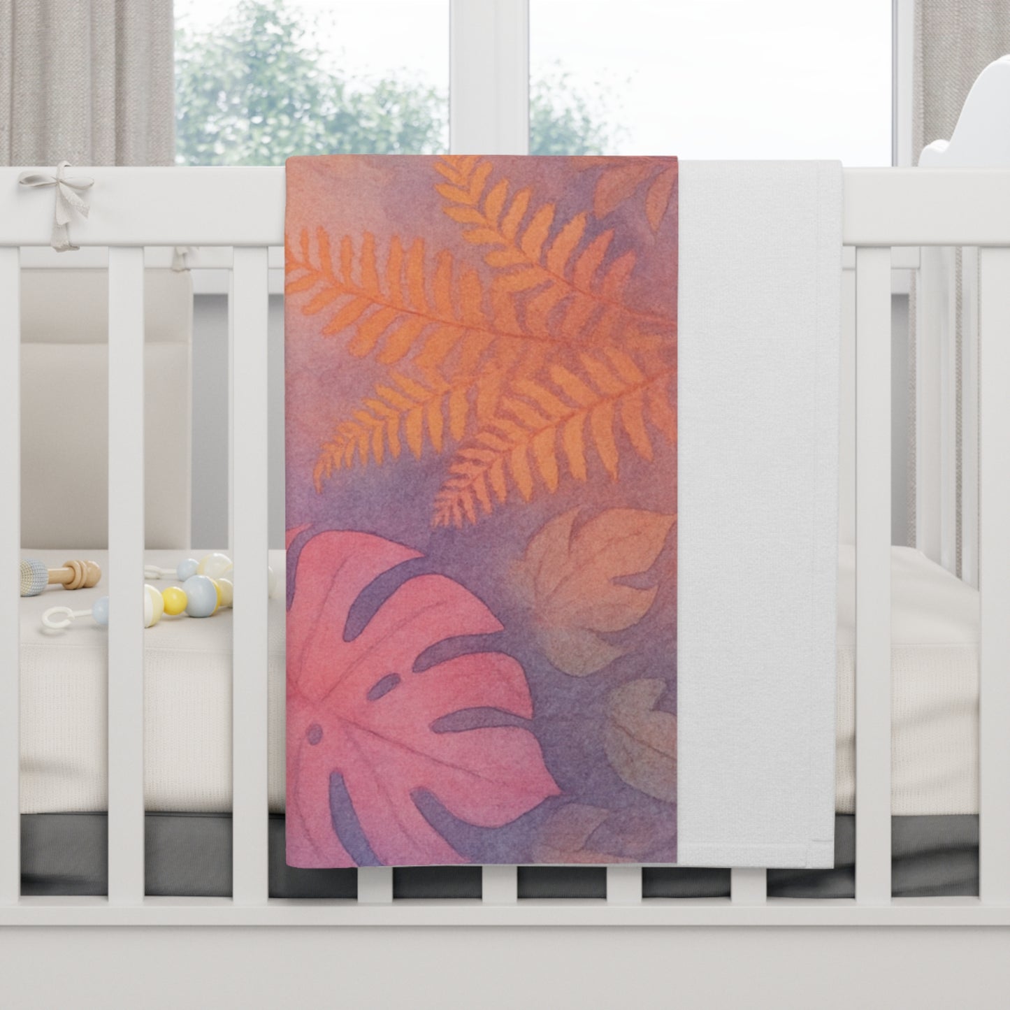 Pastel Botanical Baby Blanket — Soft Fleece Nursery Throw