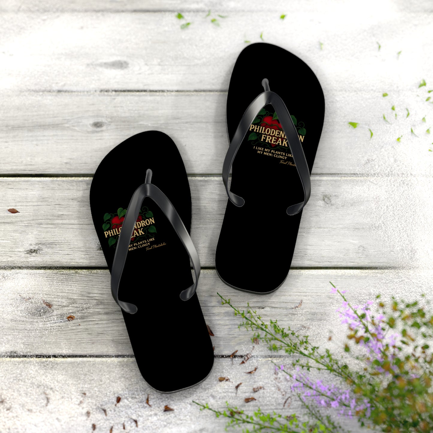 Philodendron Themed Flip Flops - Fun Summer Footwear, Beach Essentials, Gift for Fruit Lovers, Casual Sandals, Summer Vibes