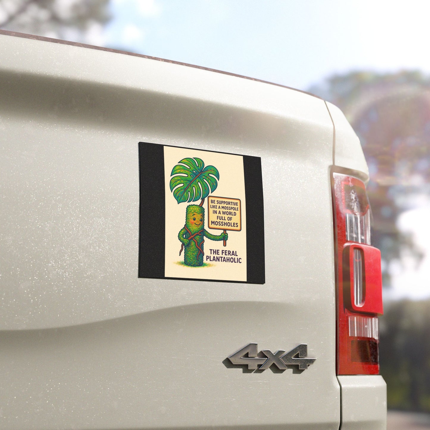 Supportive Plant Themed Car Magnet, Cute Feral Plantaholic Design, Funny Gift for Plant Lovers, Home Decor, Eco-Friendly Car Accessory