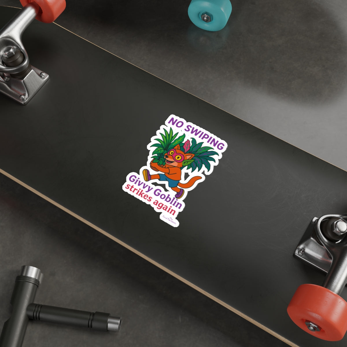 Playful Die-Cut Stickers - "No Swiping!" with Givvy Goblin Design