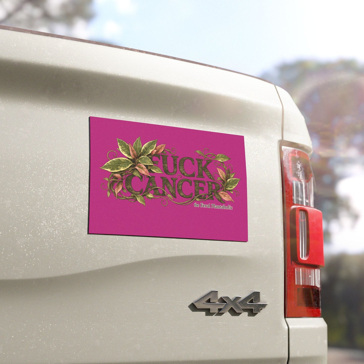 Fuck Cancer Car Magnet — Floral Plant Lover Awareness Decal