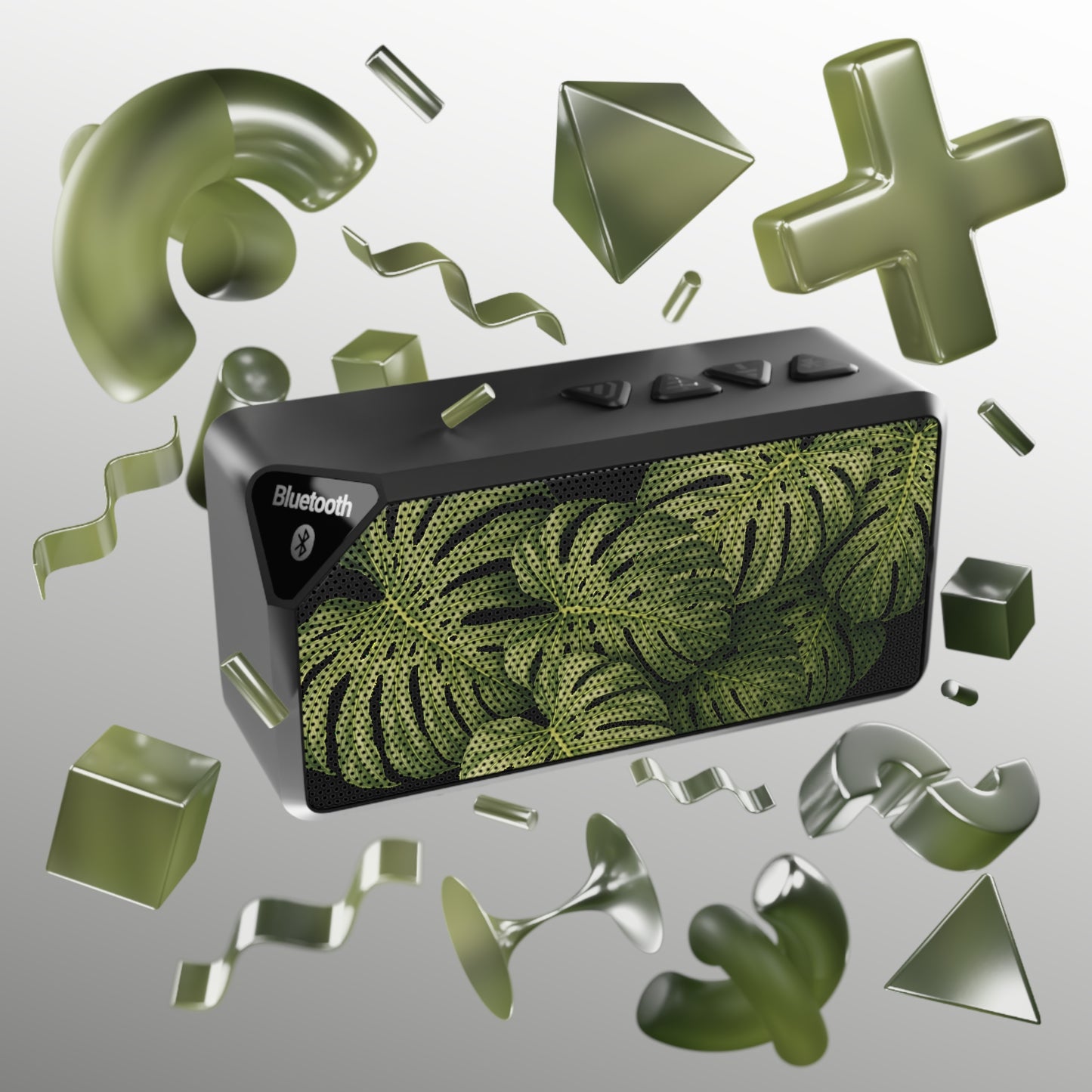 Bluetooth Speaker — Tropical Monstera Grill Design