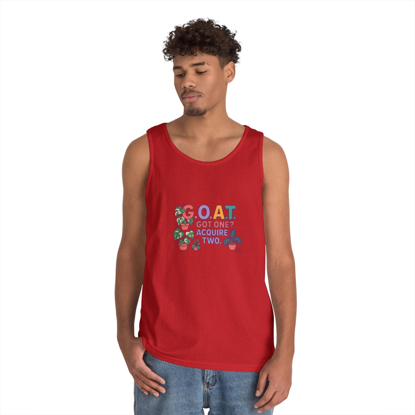 GOAT Tank Top - Unisex Heavy Cotton, Fun Graphic, Perfect for Summer, Casual Wear, Gift for Plant Lovers, St. Patrick's Day, Housewarming