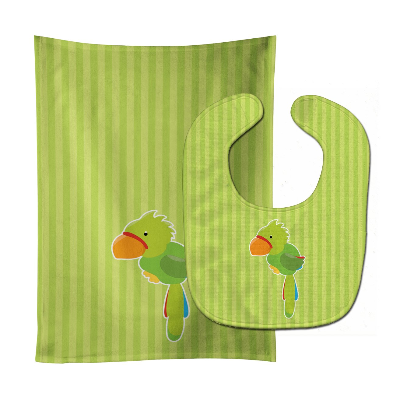 Pirate Parrot Green Baby Bib & Burp Cloth BB8969STBU