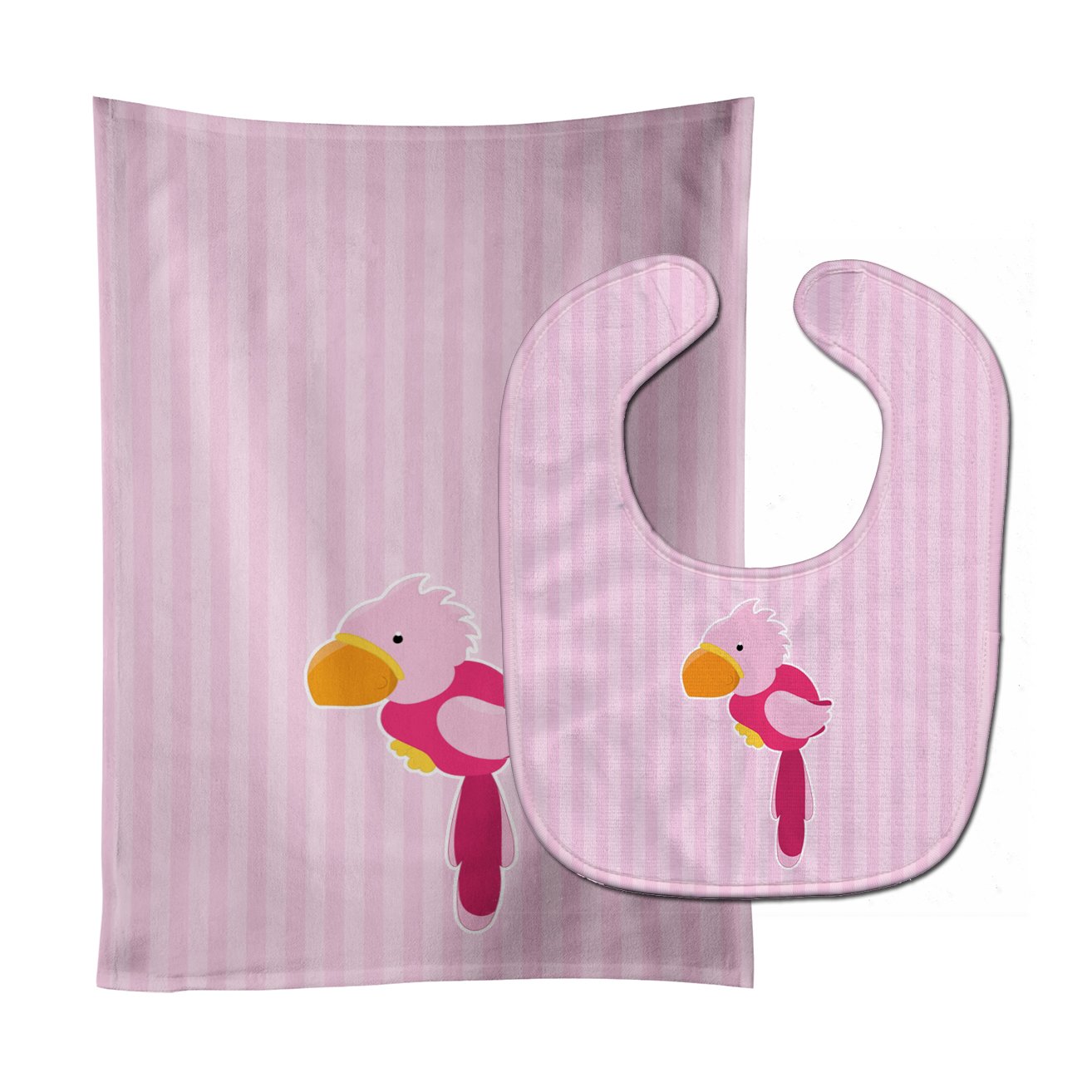 Pirate Parrot Pink Baby Bib & Burp Cloth BB8971STBU