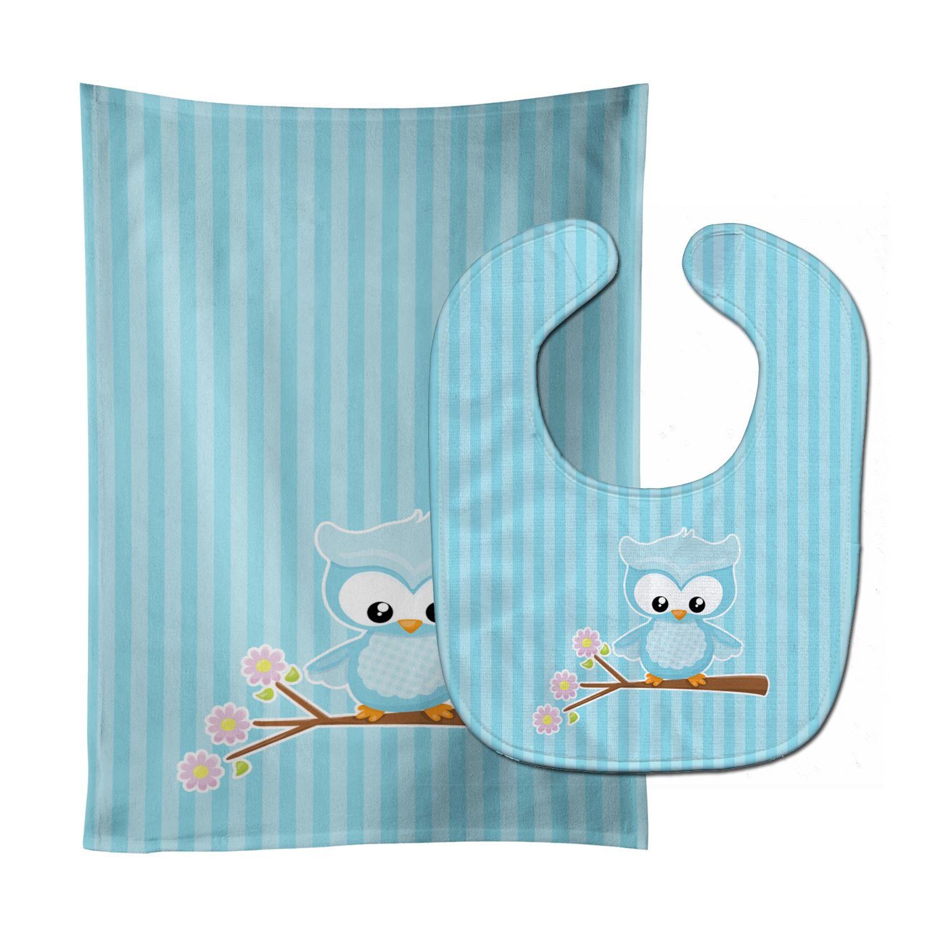 Girl Bird on Branch Baby Bib & Burp Cloth BB9048STBU