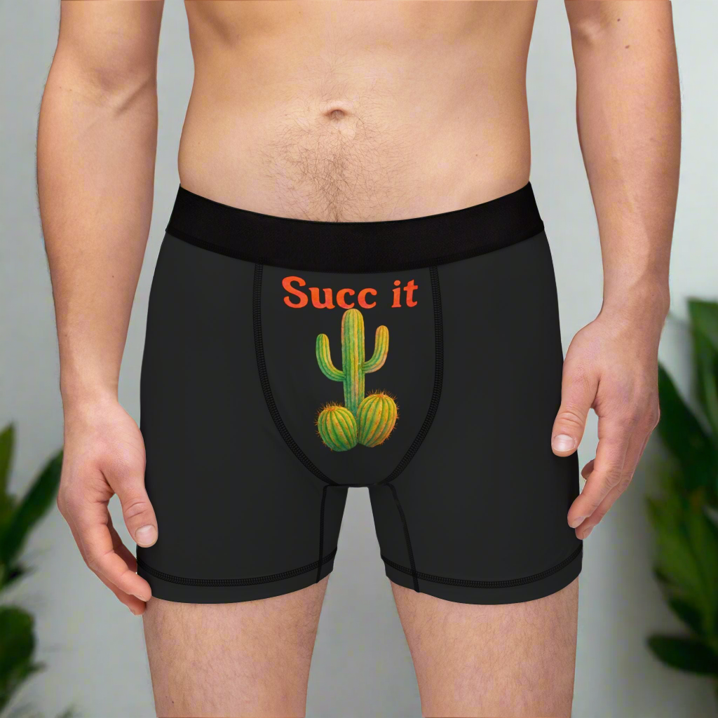 Cactus 'Succ It' Men's Boxer Briefs — Funny Novelty Underwear