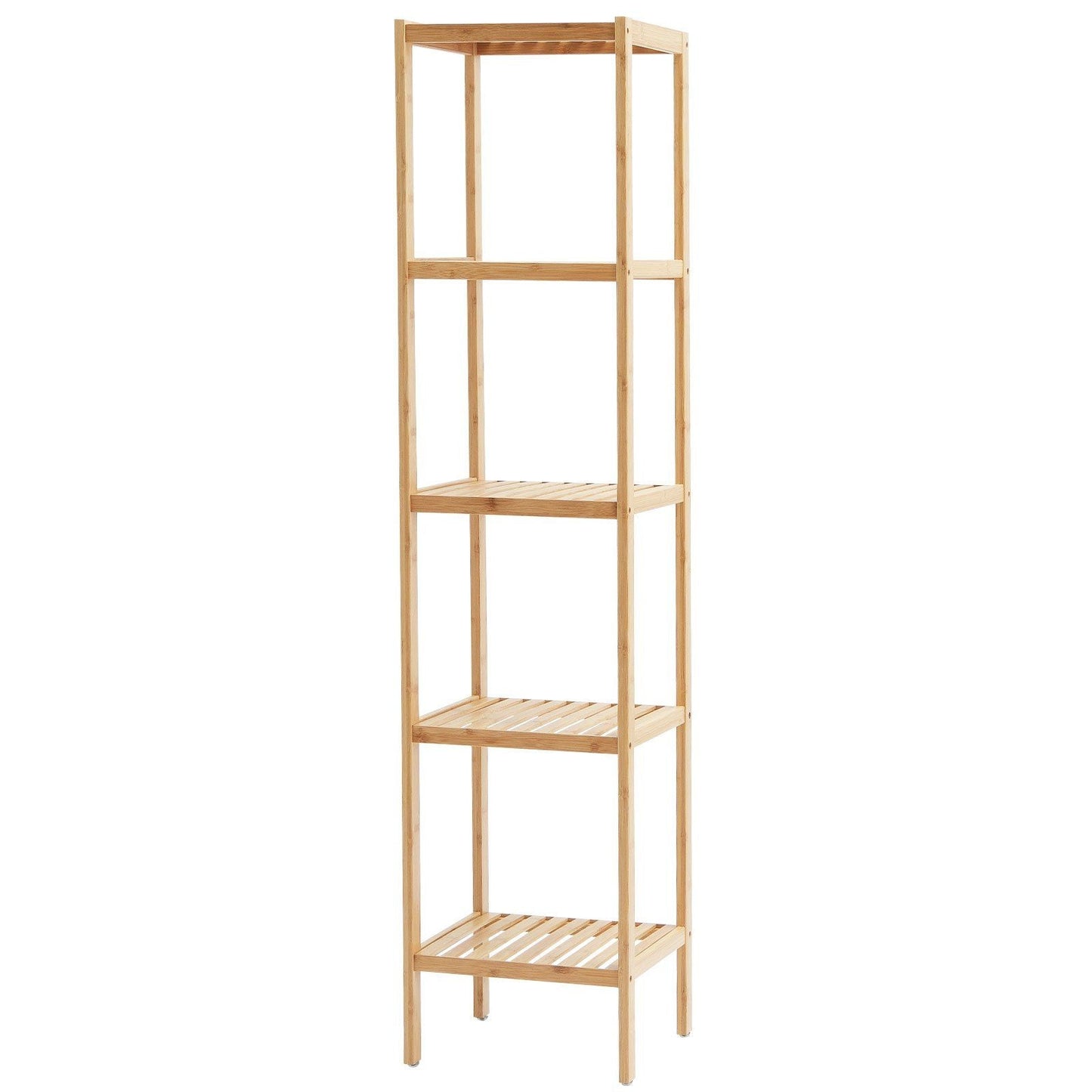 Corner Standing 5-Tier Bamboo Ladder Narrow Shelf Plant Stand