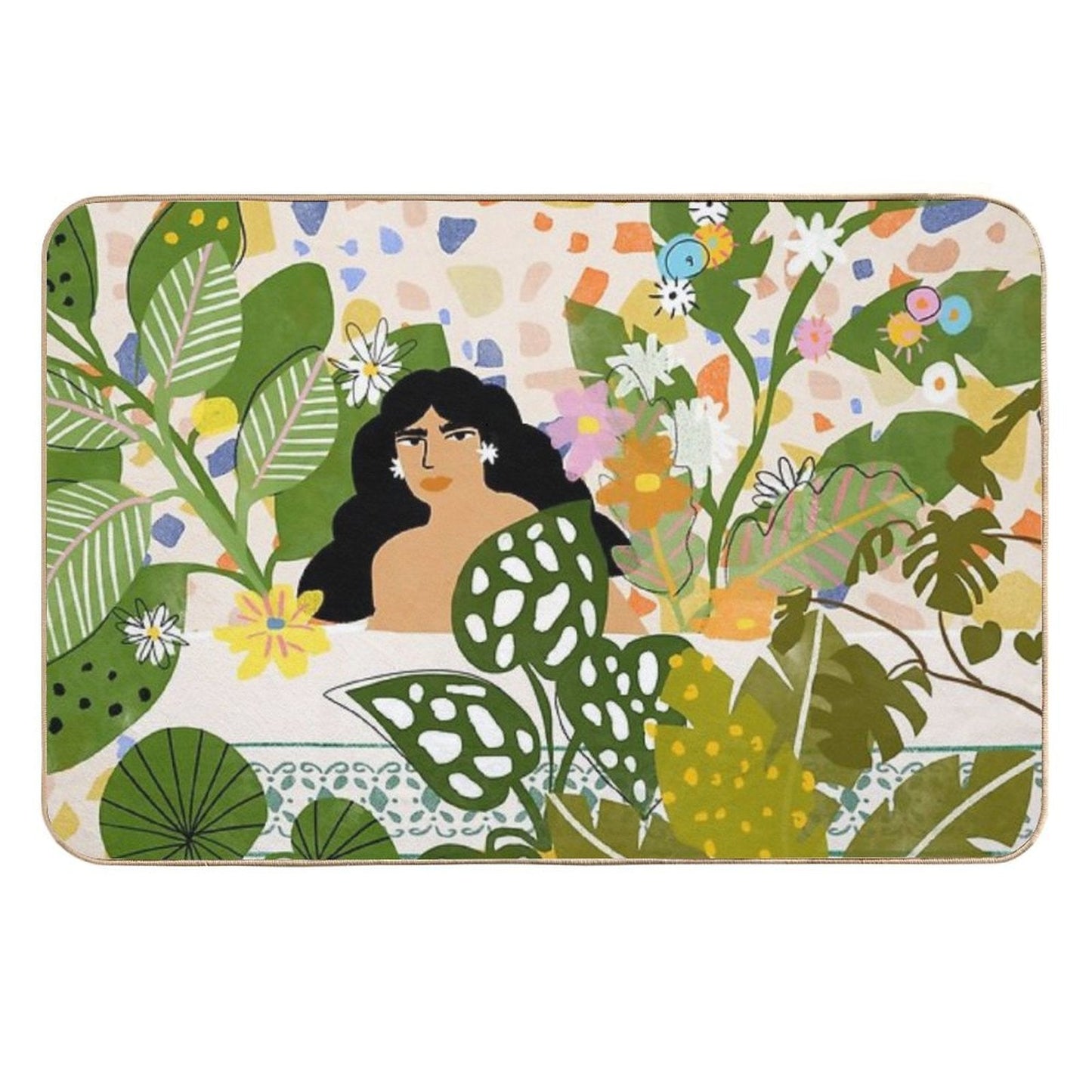 Bathing with Plants Fade-Resistant Bath Mat