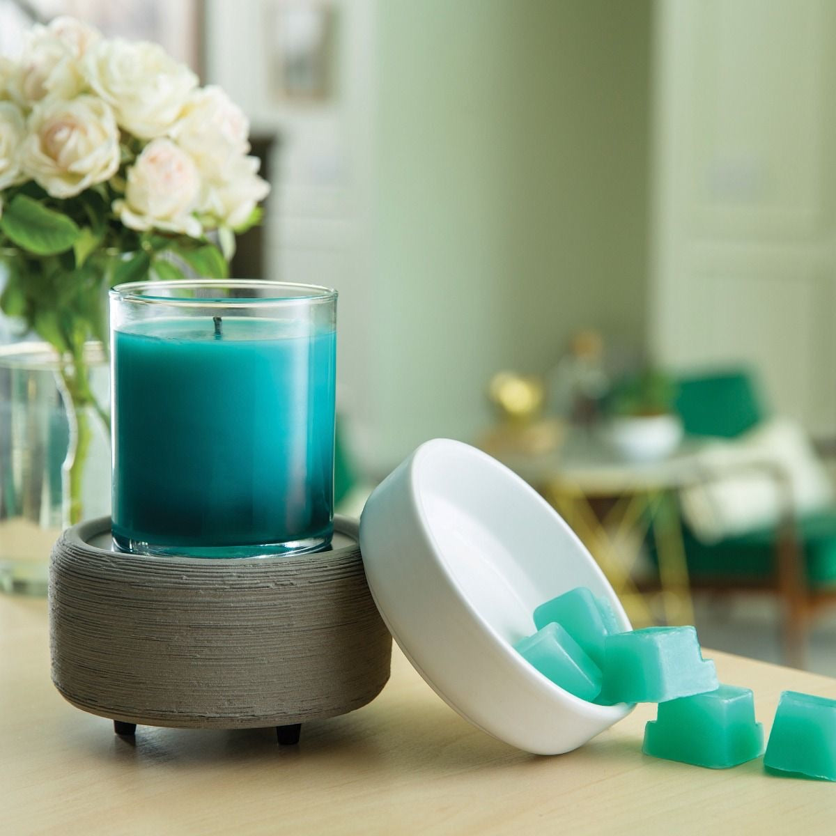 White & Concrete 2-in-1 Candle Warmer