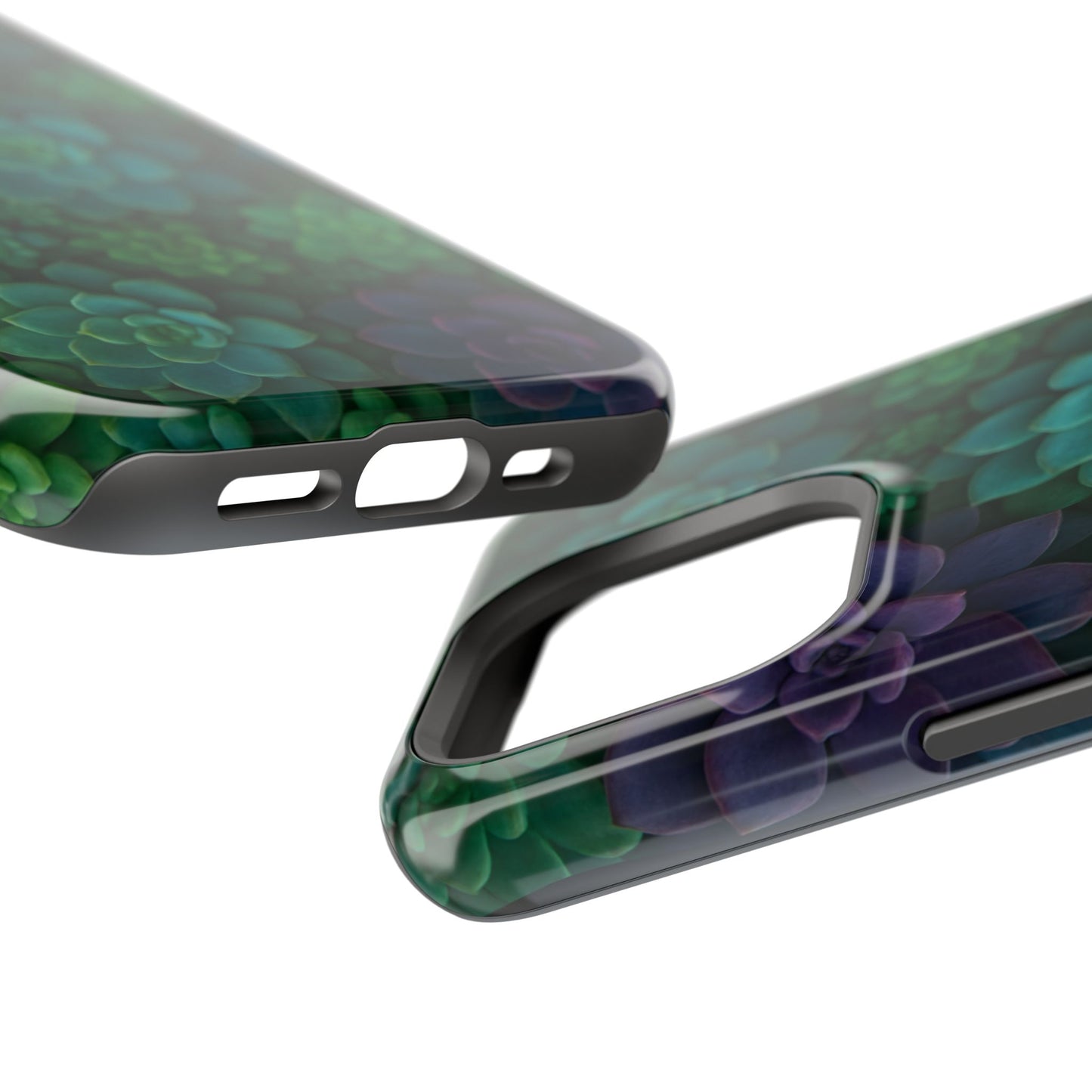Succulent Pattern Impact-Resistant Phone Case — Green Teal Floral Protection