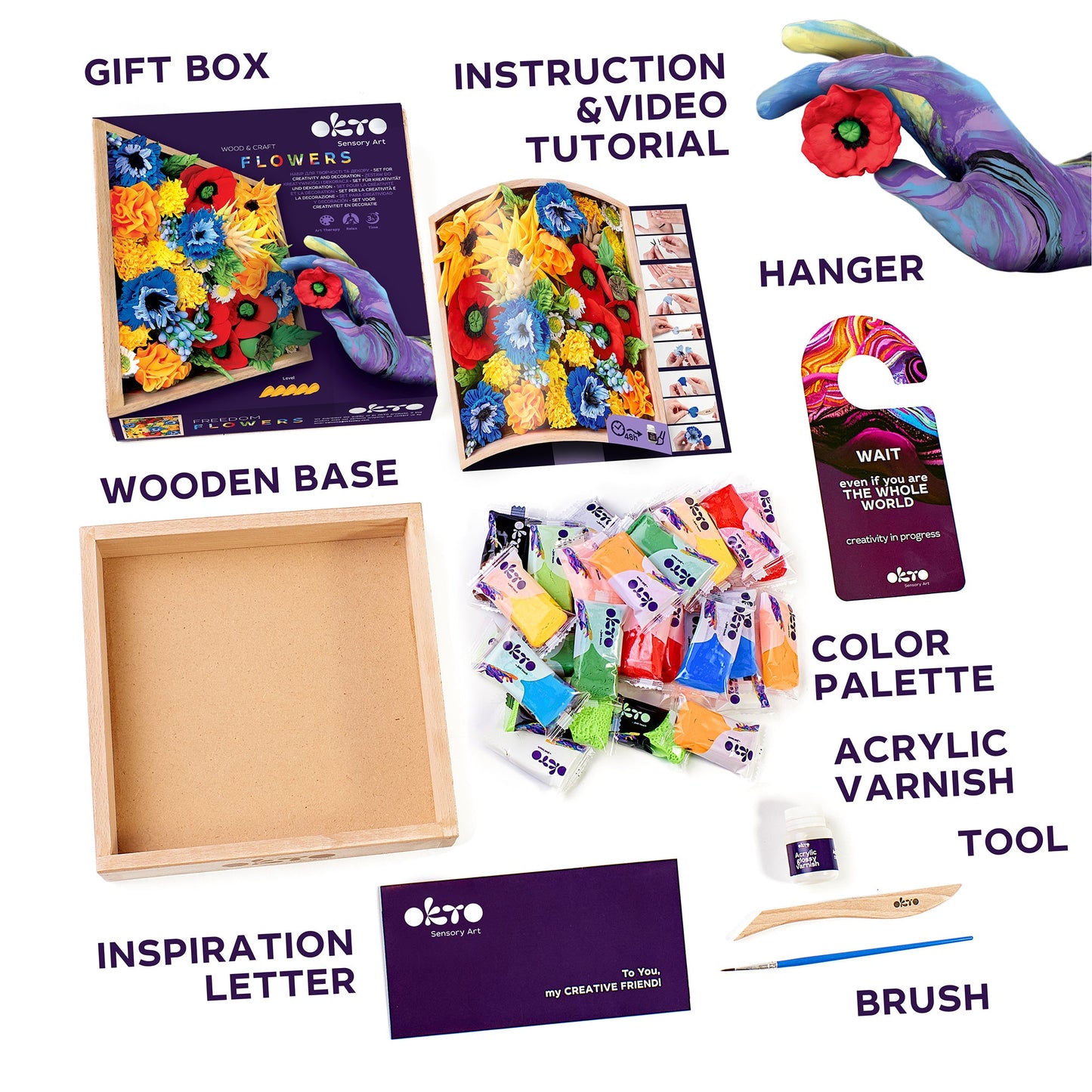 OKTO Sensory Art 3D Woodcraft “Freedom” – Succulent Craft Kit