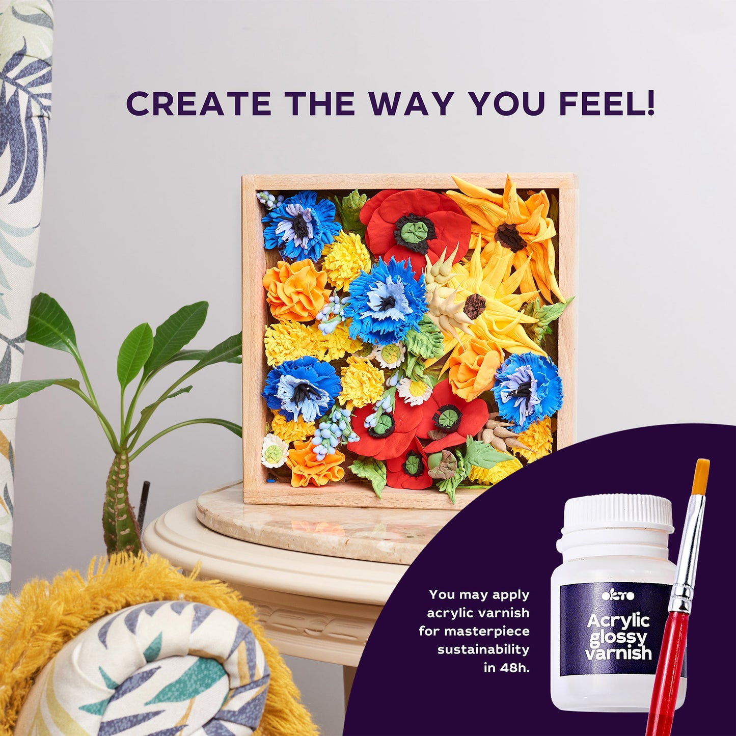 OKTO Sensory Art 3D Woodcraft “Freedom” – Succulent Craft Kit