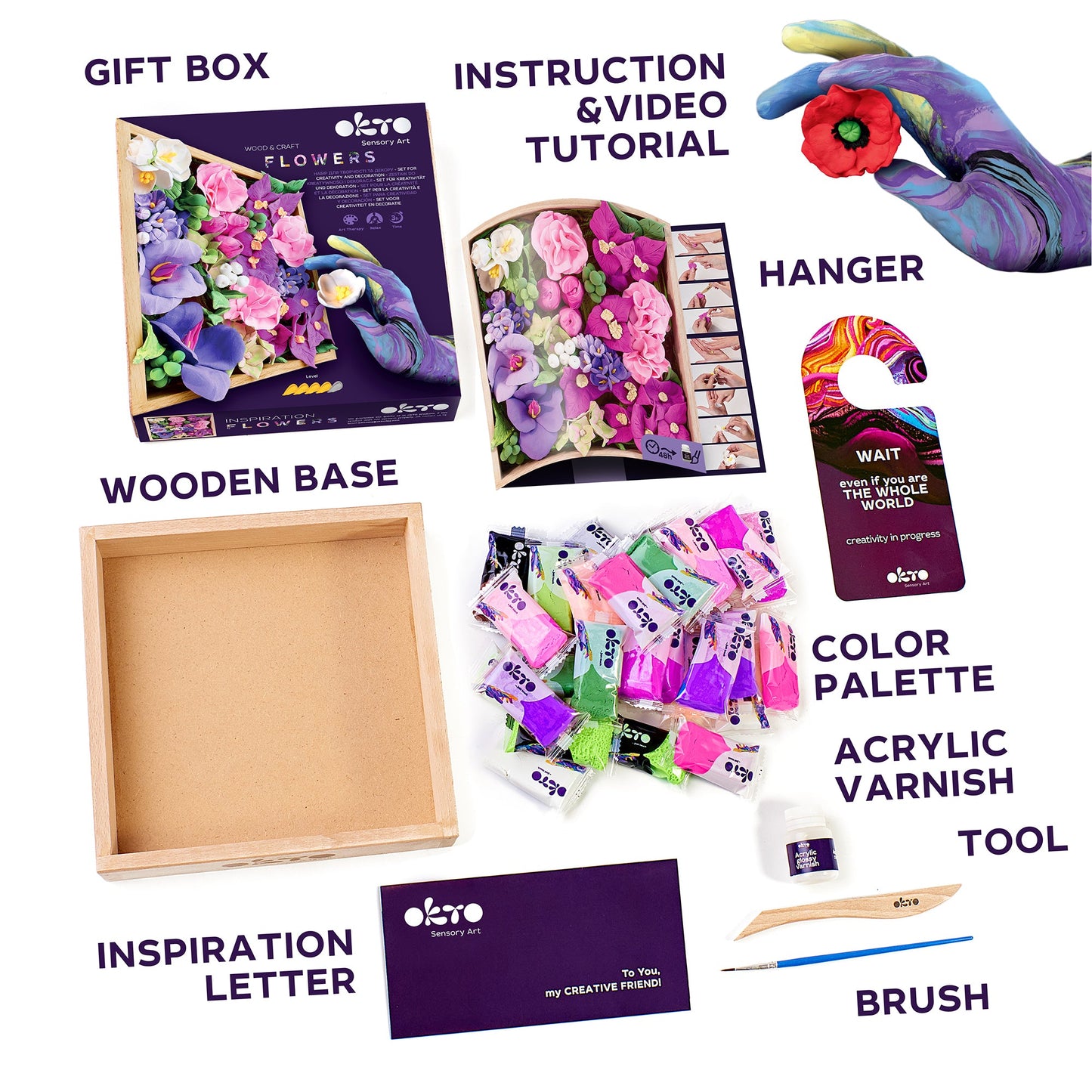 OKTO Sensory Art 3D Woodcraft “Inspiration” – Succulent Craft Kit