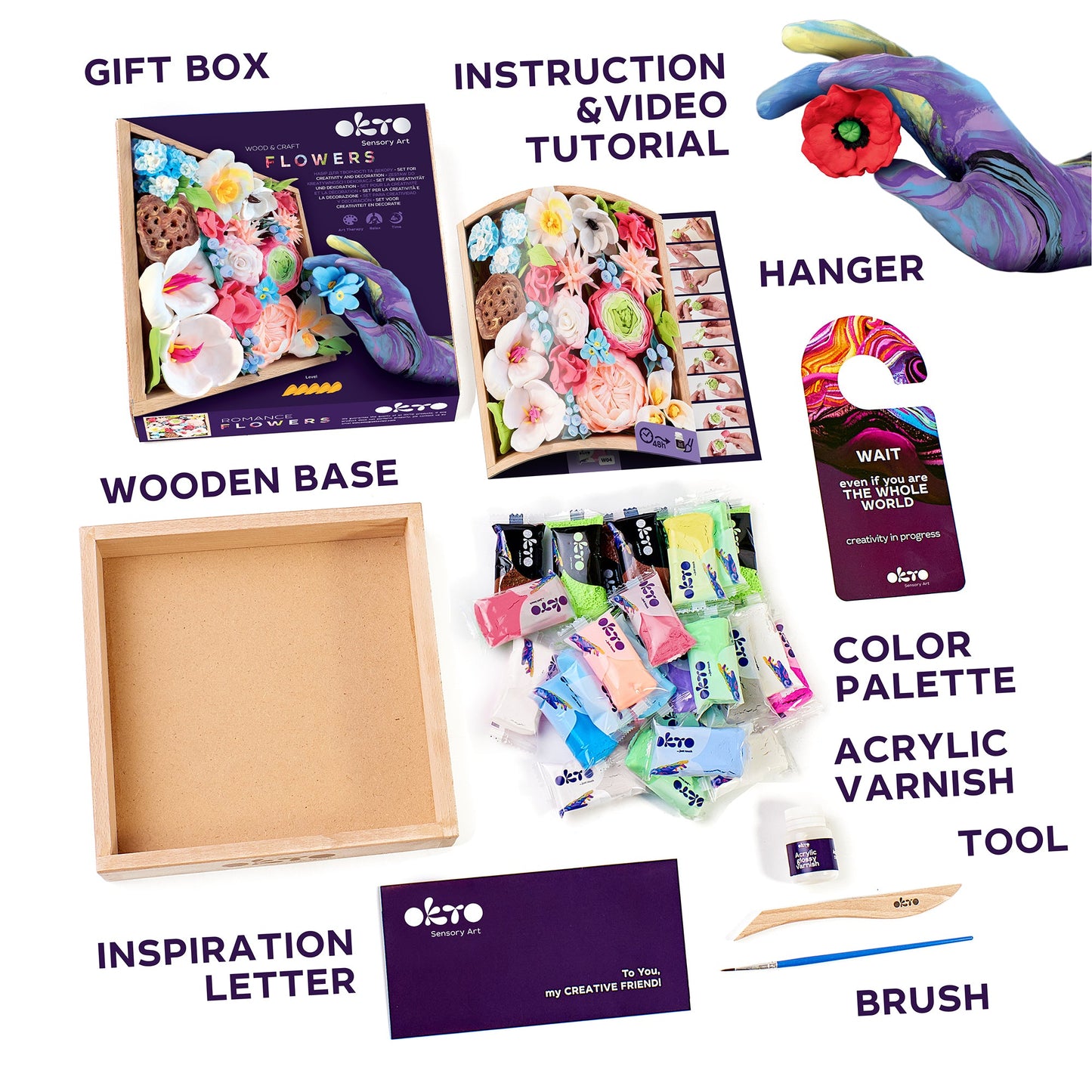 OKTO Sensory Art 3D Woodcraft “Romance” – Succulent Craft Kit