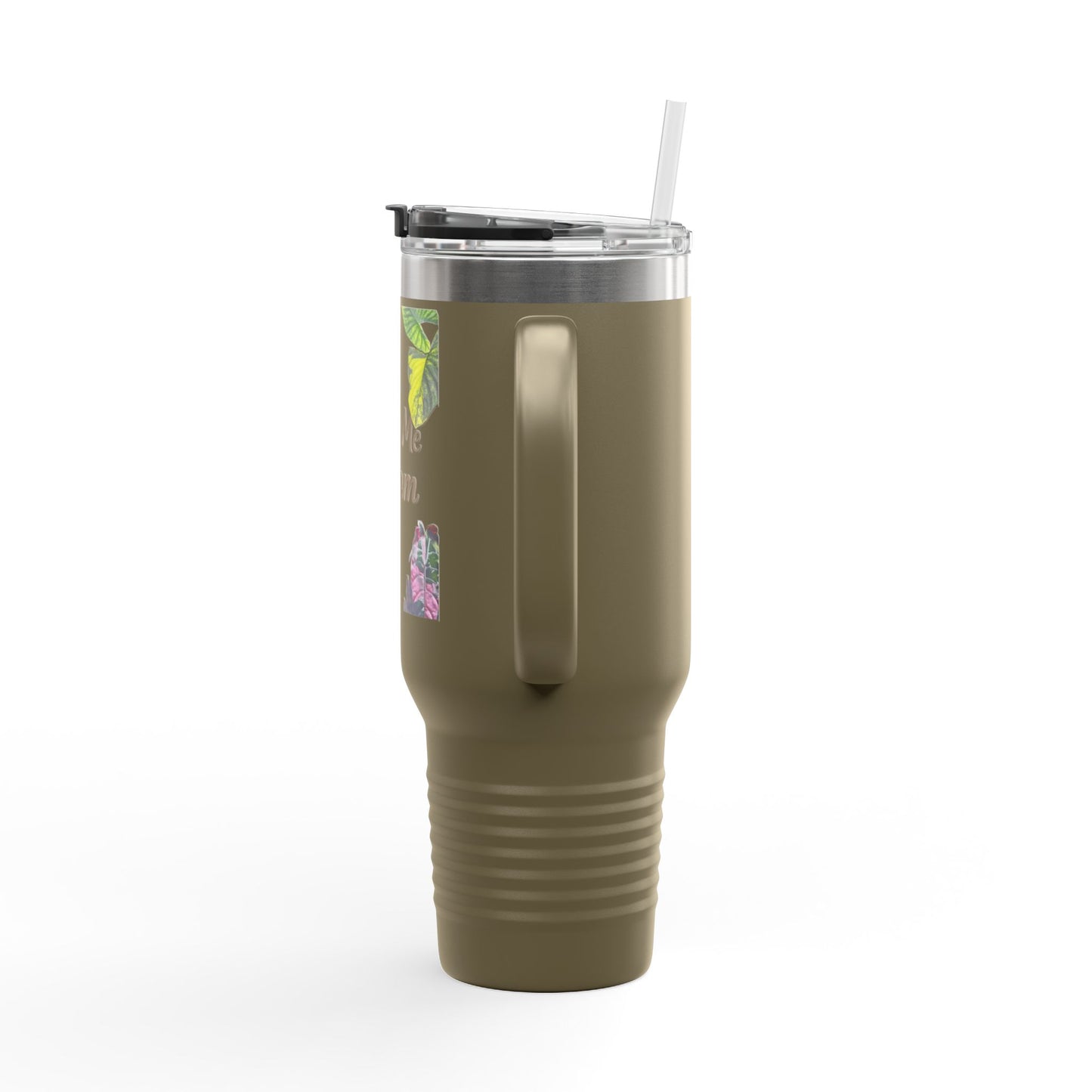 40oz Insulated Travel Mug — "Make Me Calm" Botanical Design