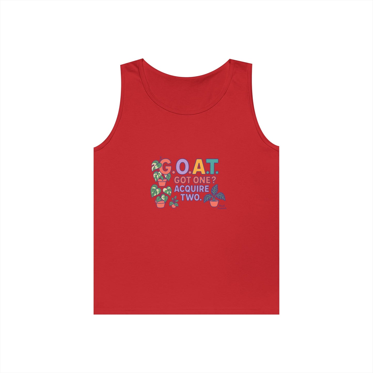 GOAT Tank Top - Unisex Heavy Cotton, Fun Graphic, Perfect for Summer, Casual Wear, Gift for Plant Lovers, St. Patrick's Day, Housewarming