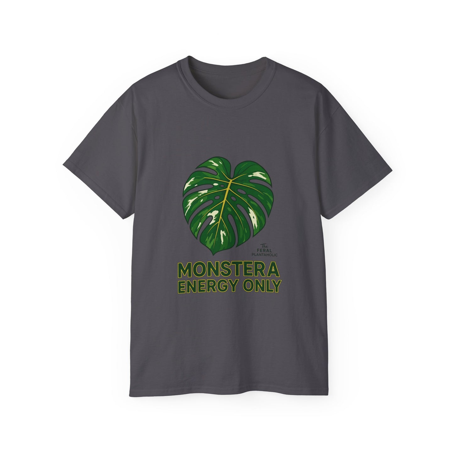 Monstera Energy Only Unisex Cotton Tee, Tropical Plant Tee, Nature Lover Shirt, Casual Summer Top, Eco-Friendly Gift, Botanical Graphic Tee