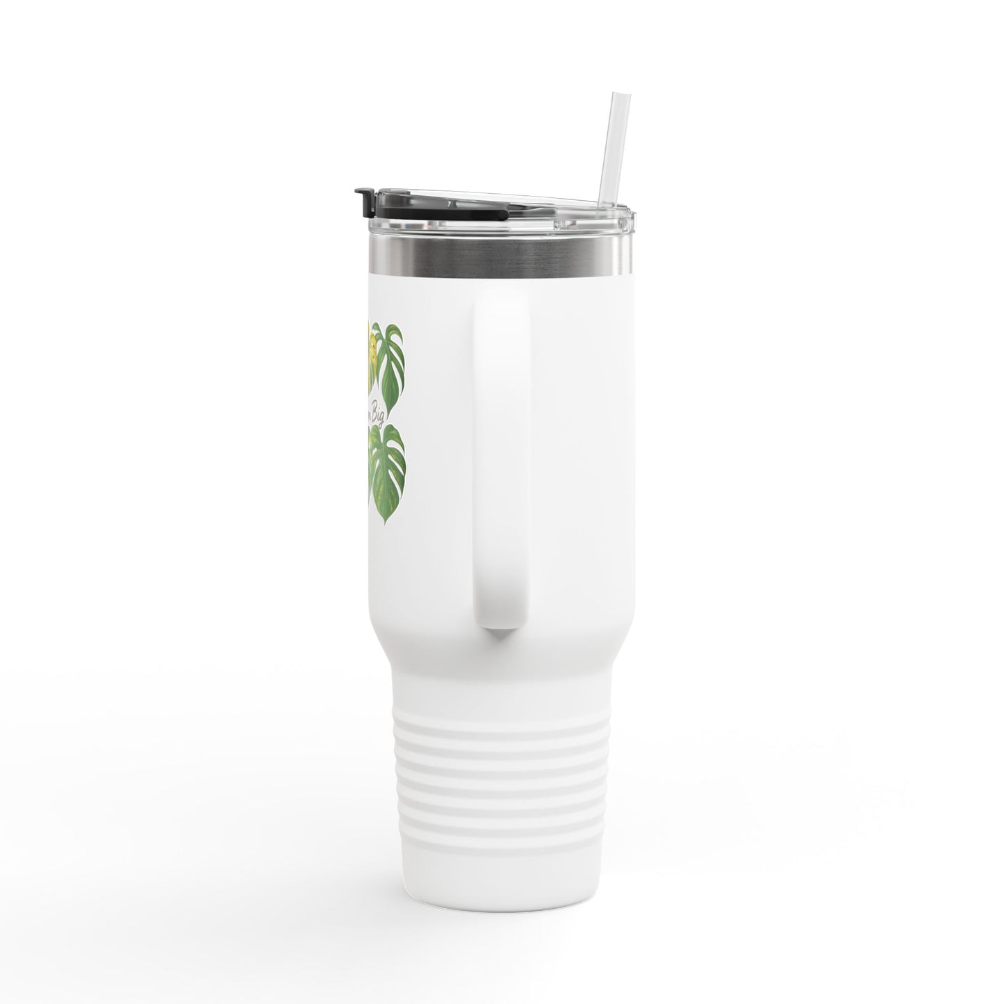 40oz Insulated Travel Mug — Monstera Leaves "I Like Them Big" Tropical Tumbler