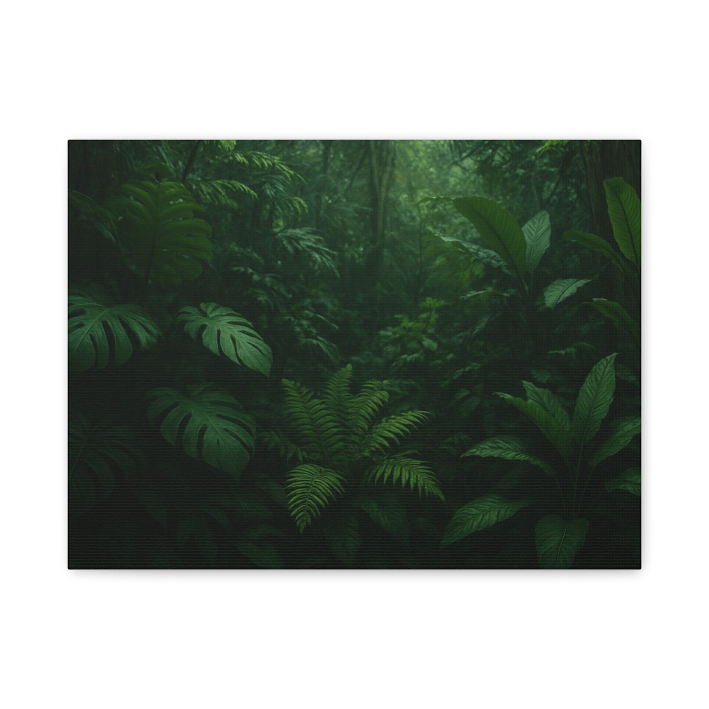 Jungle Matte Canvas Wall Art — Lush Green Tropical Forest Print (Stretched 1.25")
