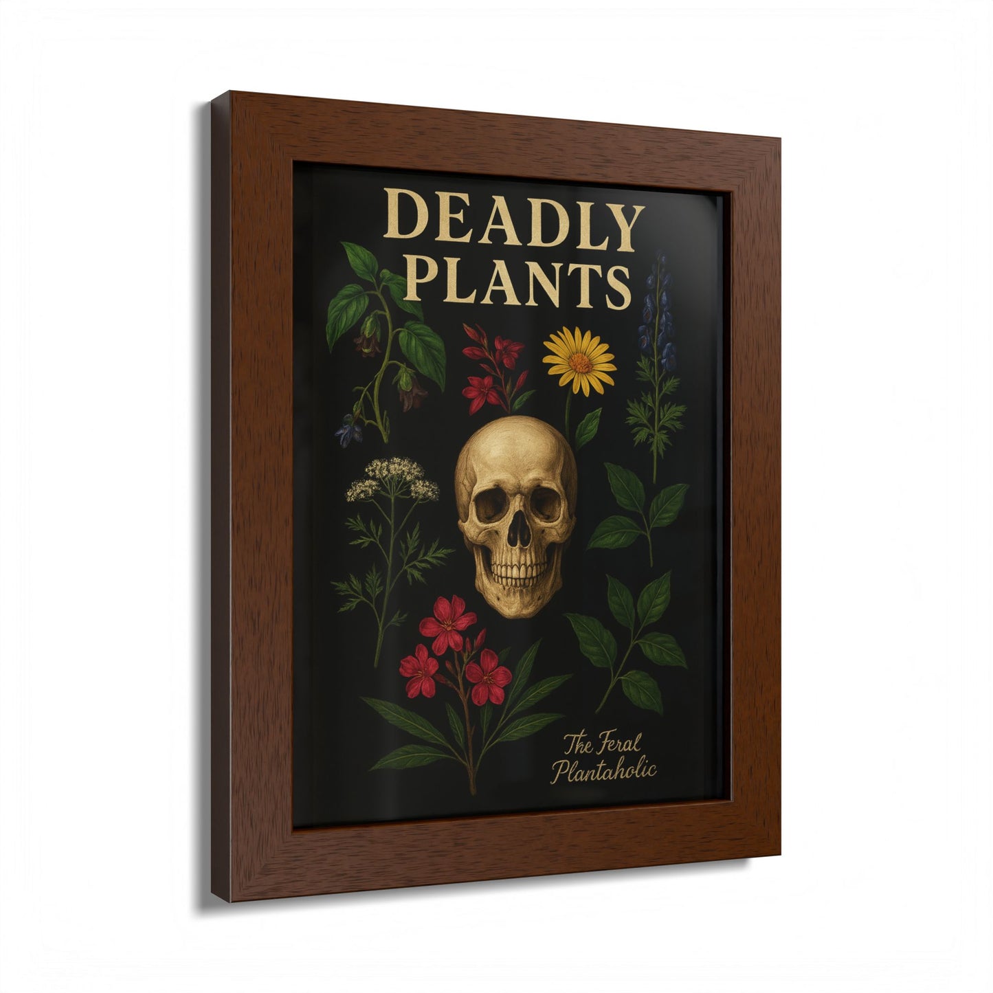 Deadly Plants Botanical Skull Framed Poster — Vintage Poisonous Plant Art