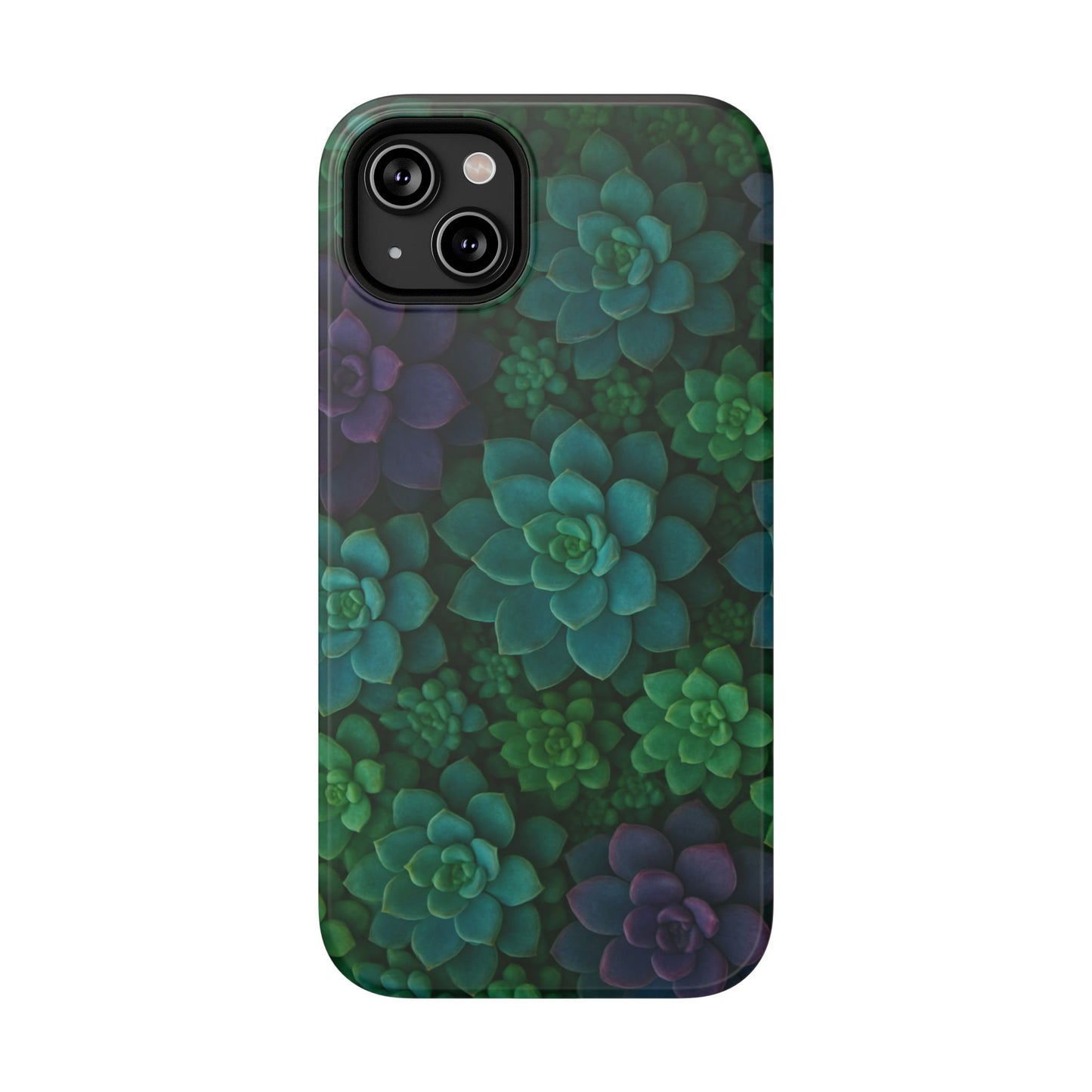 Succulent Pattern Impact-Resistant Phone Case — Green Teal Floral Protection