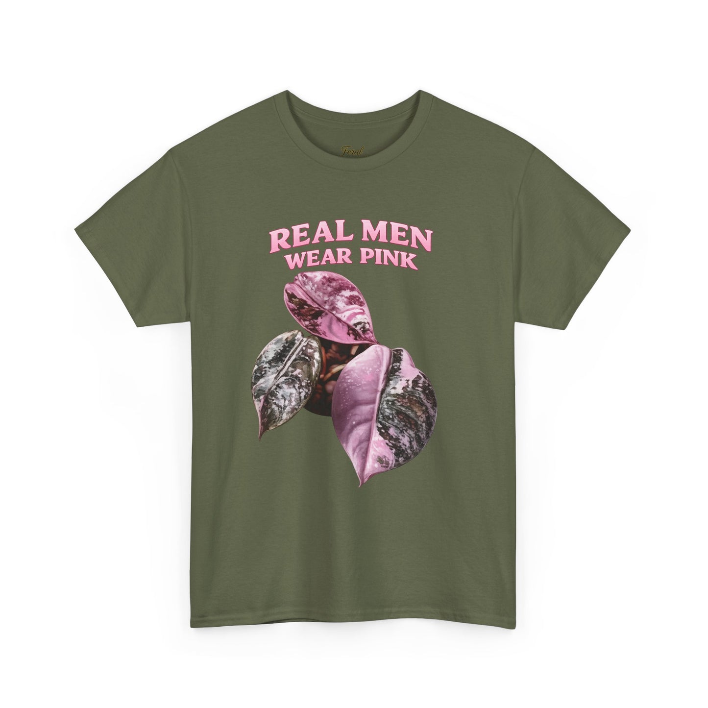 Real Men Wear Pink T-Shirt – Vintage Pink Leaf Graphic Tee