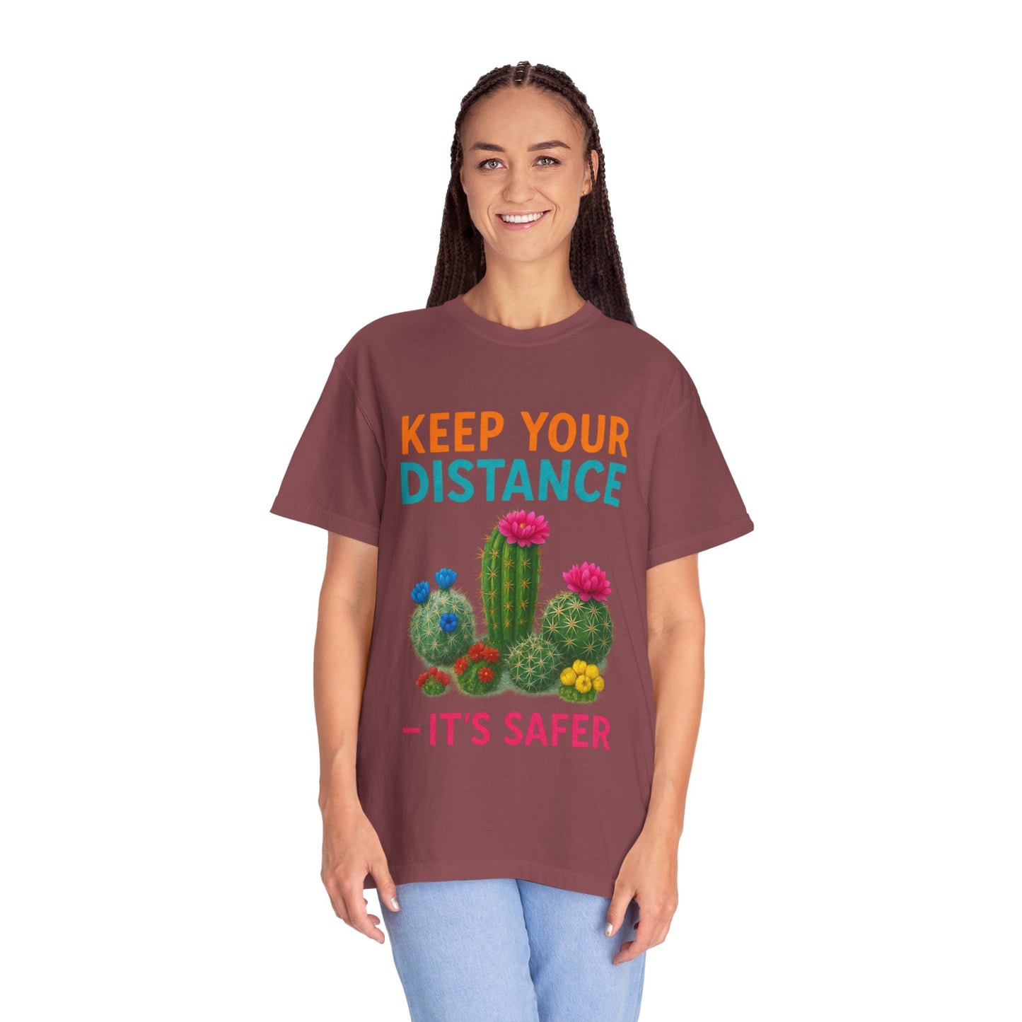 Keep Your Distance Cactus T-Shirt — "It's Safer" Humorous Social Distancing Tee