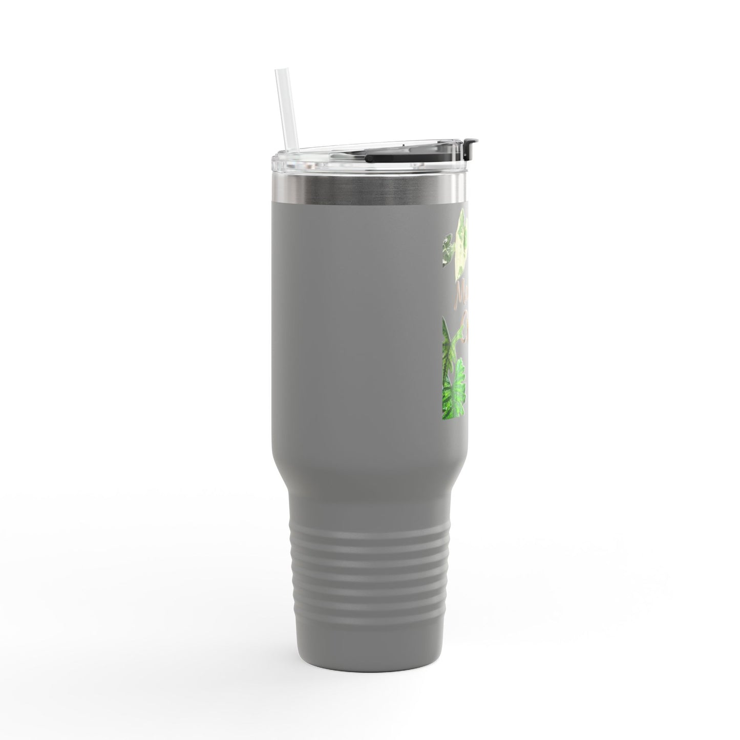 40oz Insulated Travel Mug — "Make Me Calm" Botanical Design