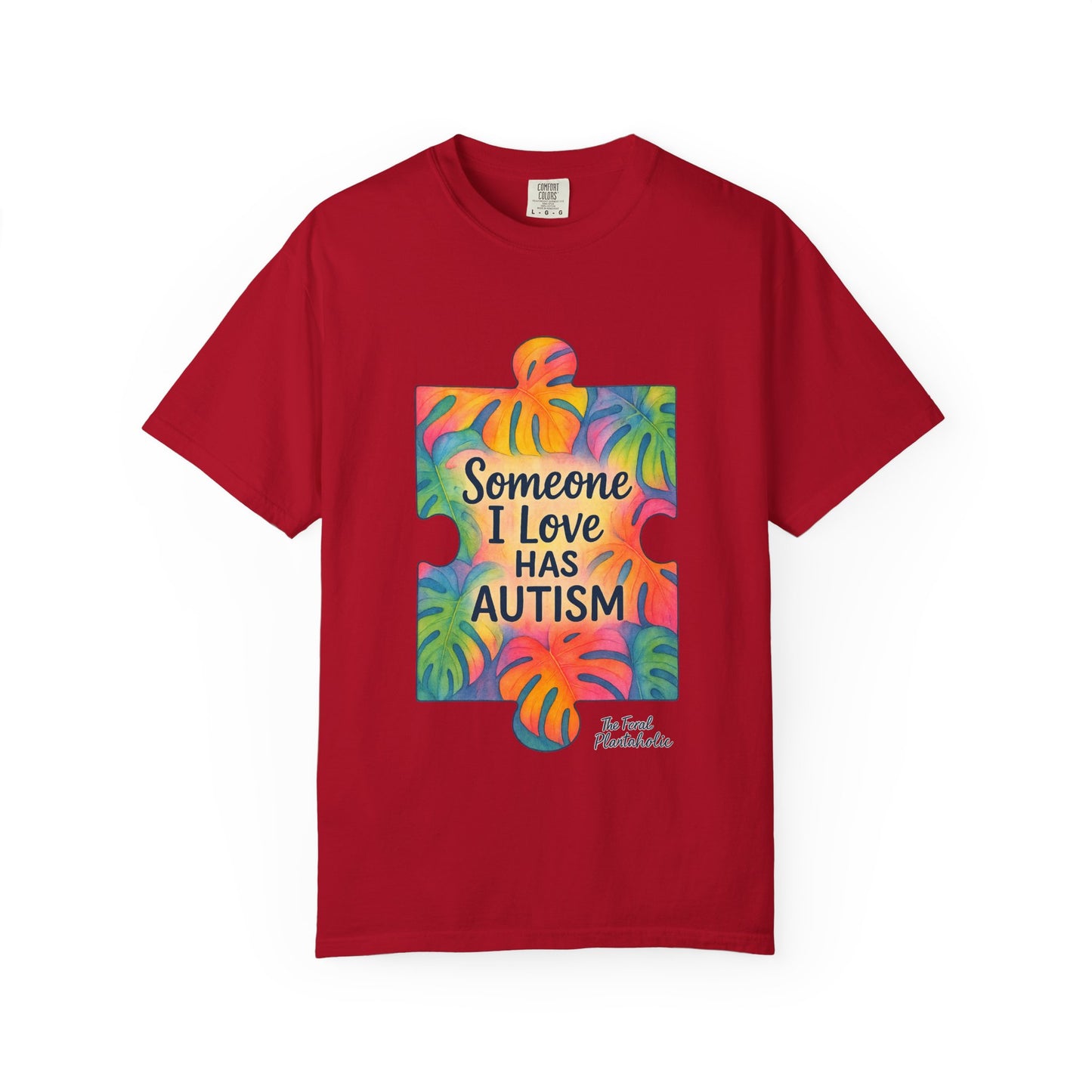 Autism Awareness T-Shirt — "Someone I Love Has Autism" Colorful Puzzle Design