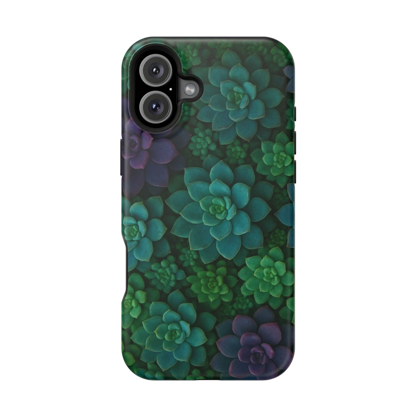 Succulent Pattern Impact-Resistant Phone Case — Green Teal Floral Protection
