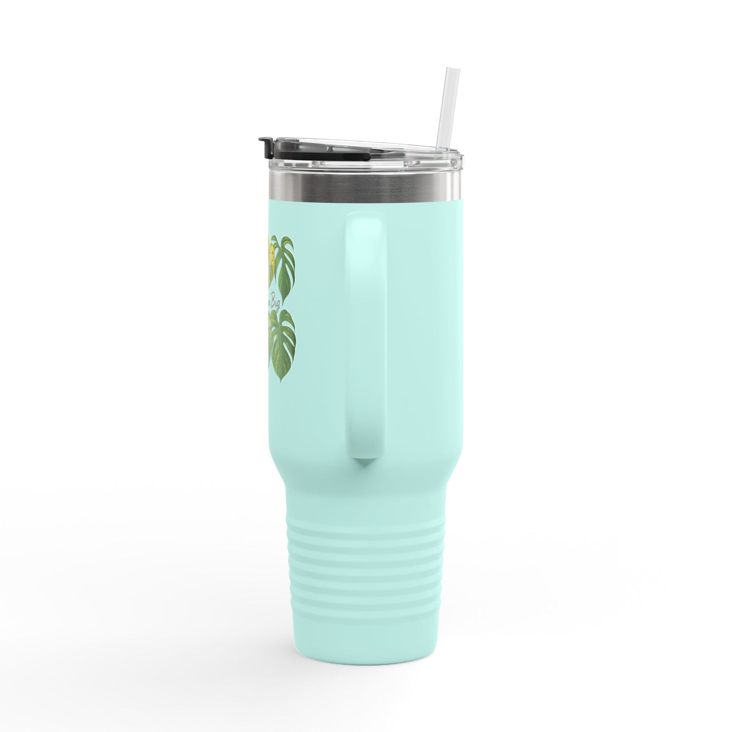 40oz Insulated Travel Mug — Monstera Leaves "I Like Them Big" Tropical Tumbler