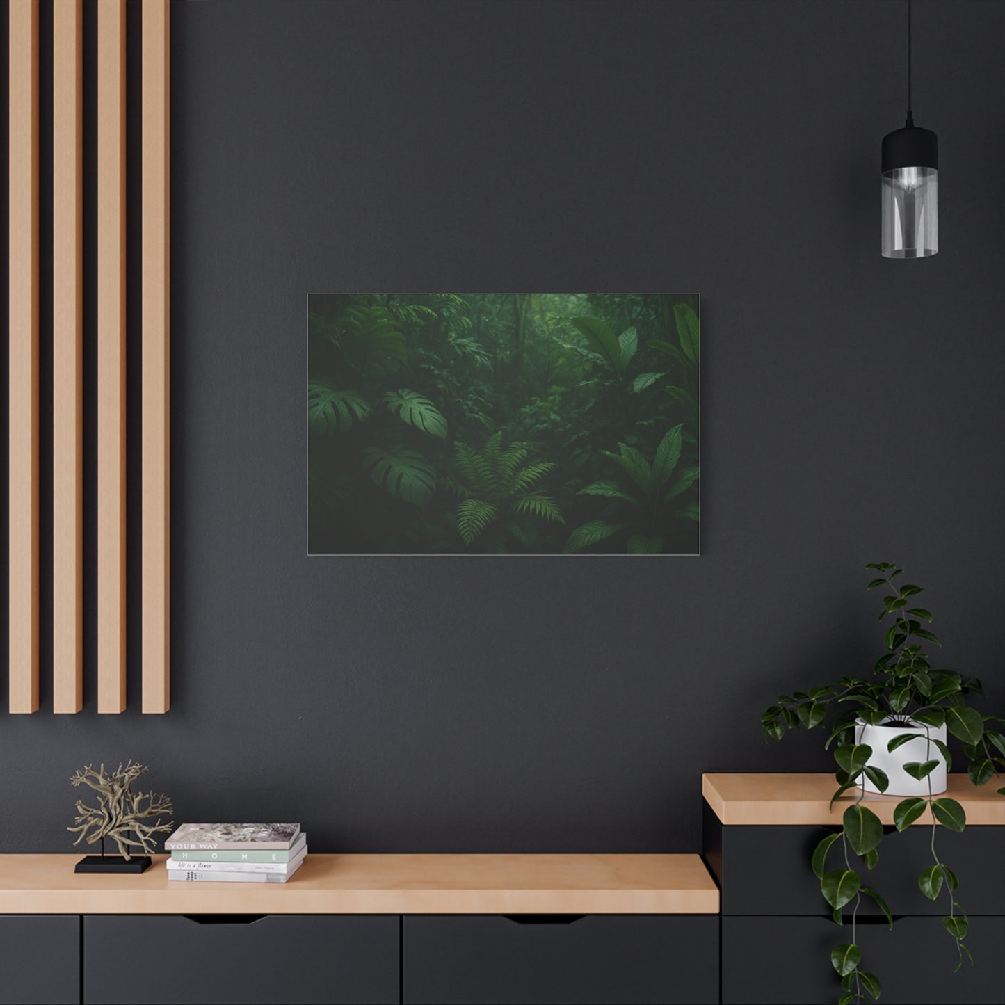 Jungle Matte Canvas Wall Art — Lush Green Tropical Forest Print (Stretched 1.25")
