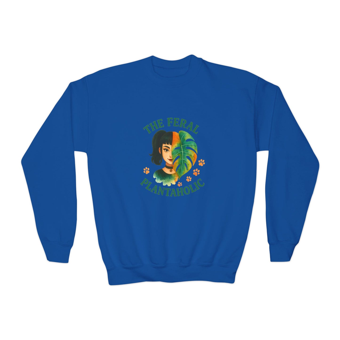 Youth Crewneck Sweatshirt - The Feral Plantaholic, Trendy Gift