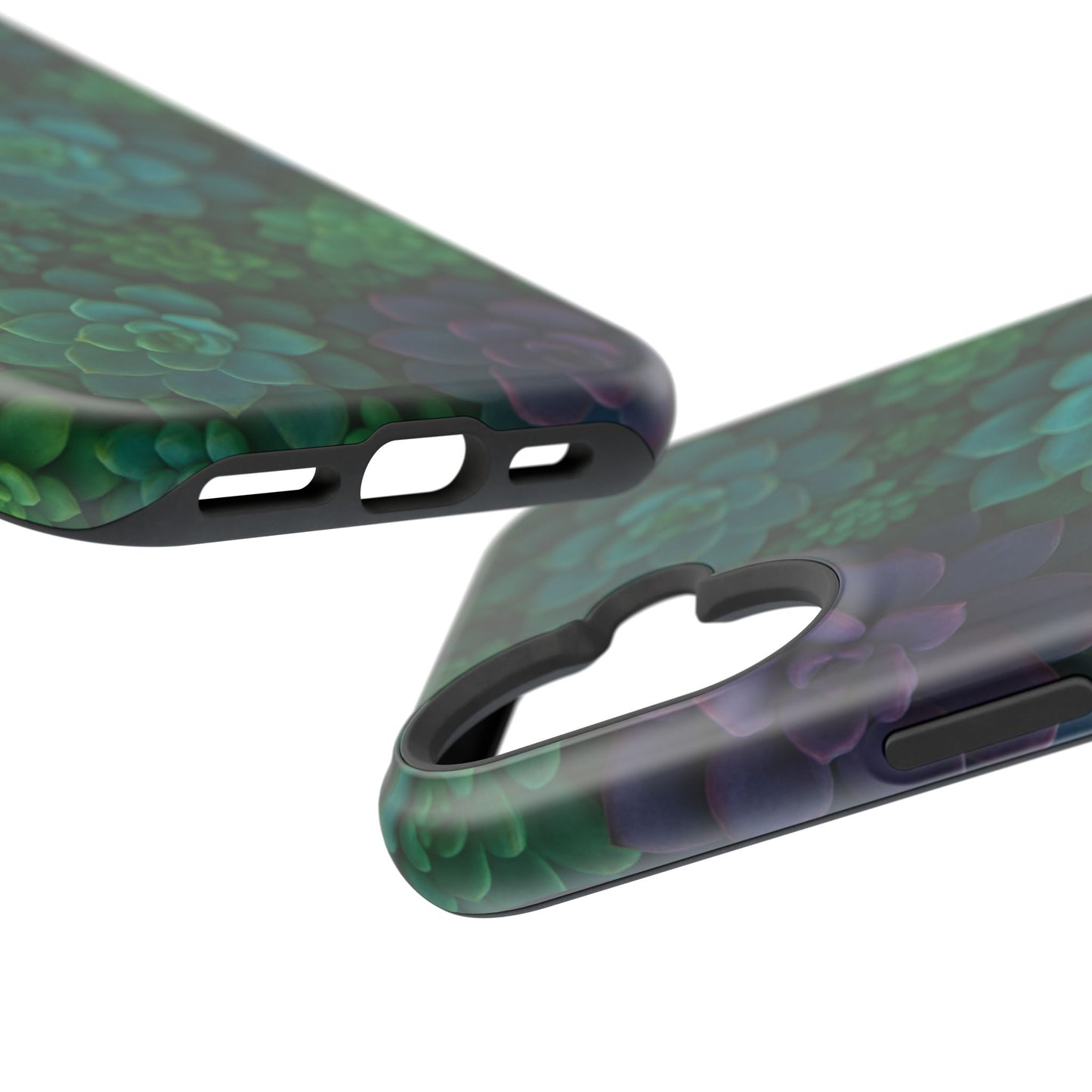 Succulent Pattern Impact-Resistant Phone Case — Green Teal Floral Protection