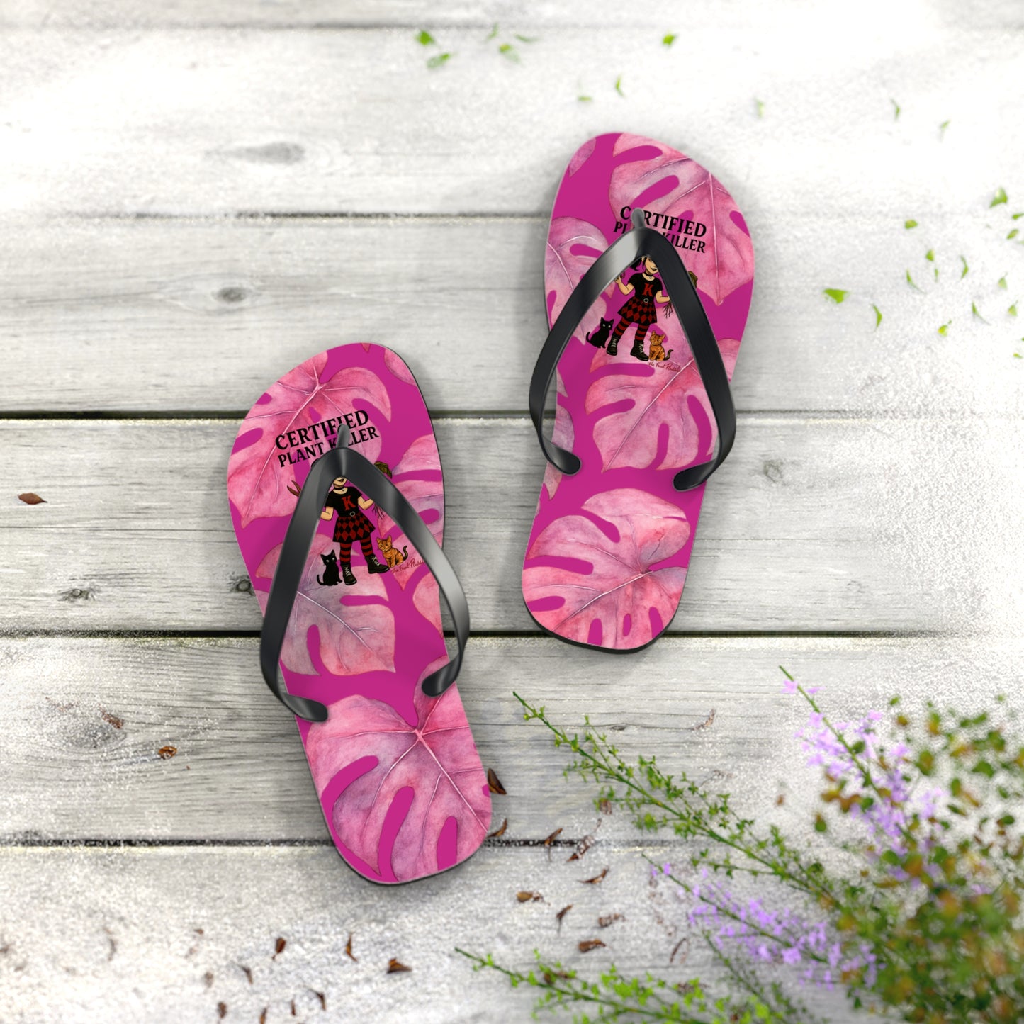 Certified Plant Killer Flip Flops, Fun Summer Sandals for Plant Lovers, Unique Beach Footwear, Gift for Gardeners