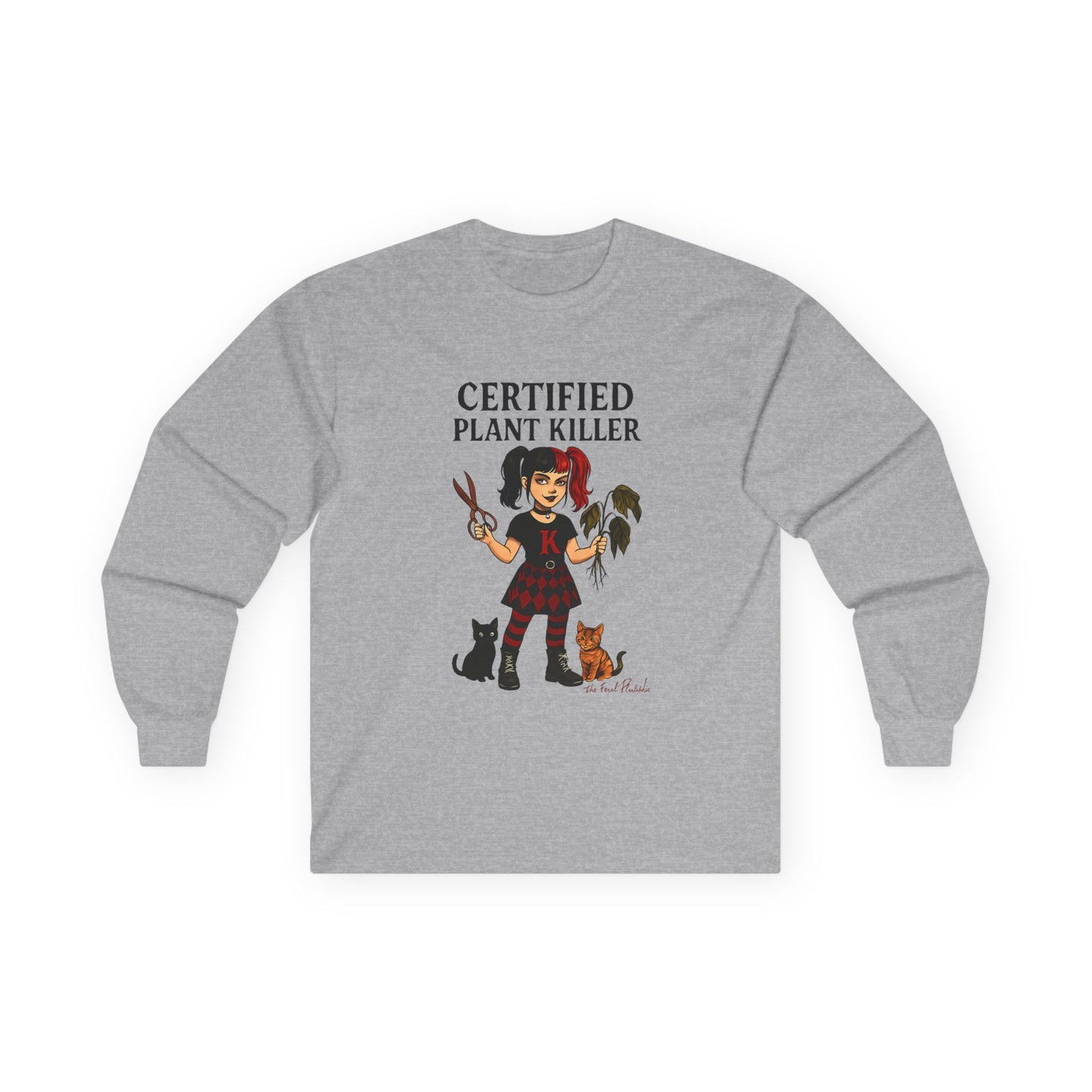 Unisex Long Sleeve Tee - Certified Plant Killer Shirt, Gift for Gardeners, Plant Lovers, Funny Gift, Home Decor