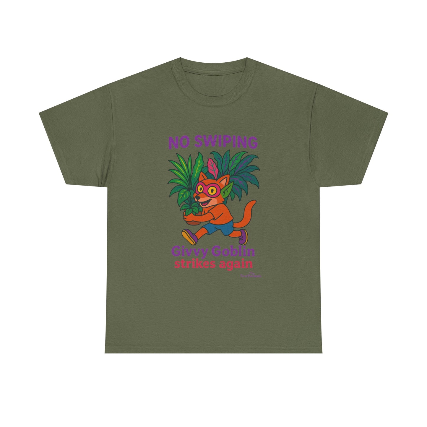 Givvy Goblin Unisex Heavy Cotton Tee - Fun Cartoon Shirt for Casual Wear, Gifts, Parties, and Holidays