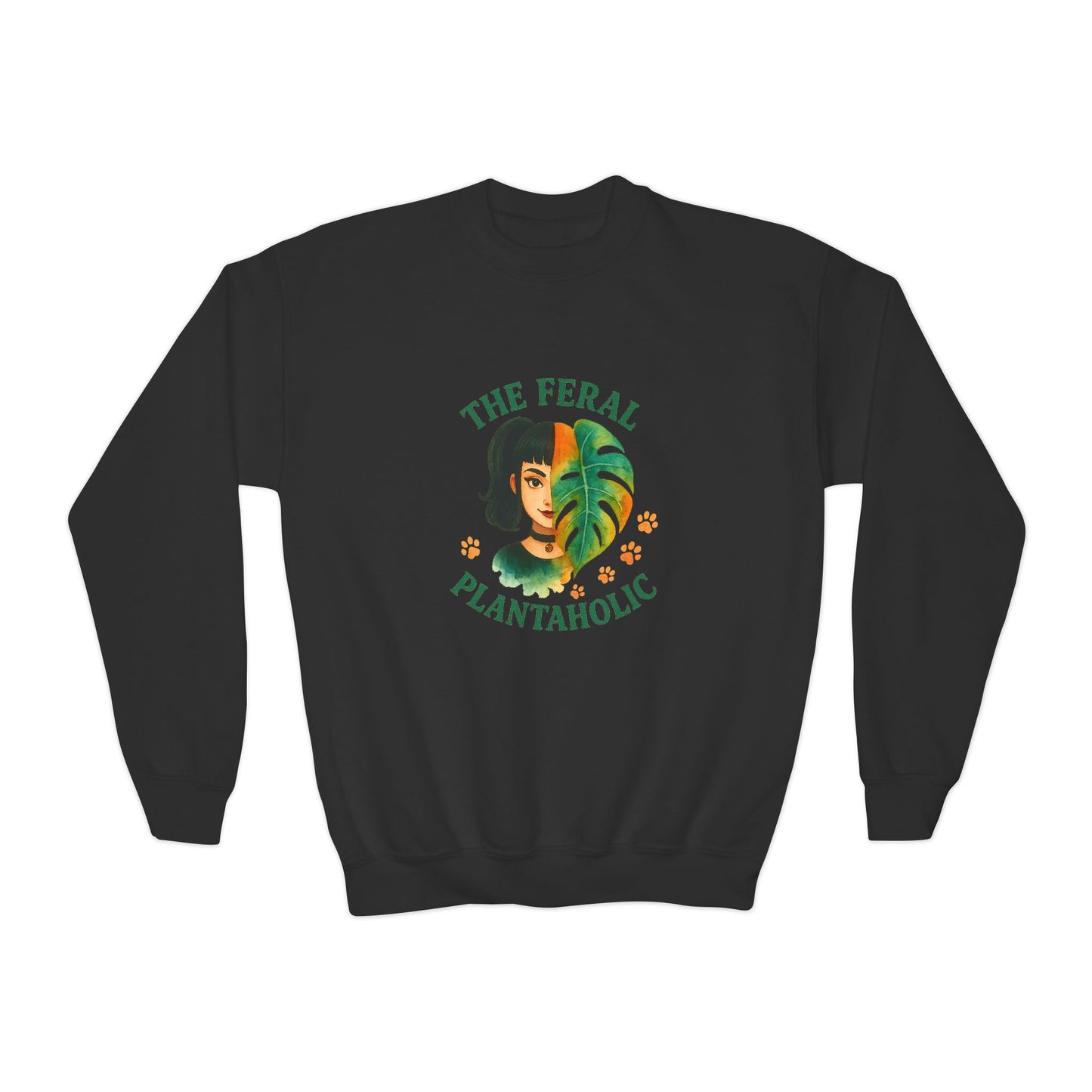 Youth Crewneck Sweatshirt - The Feral Plantaholic, Trendy Gift