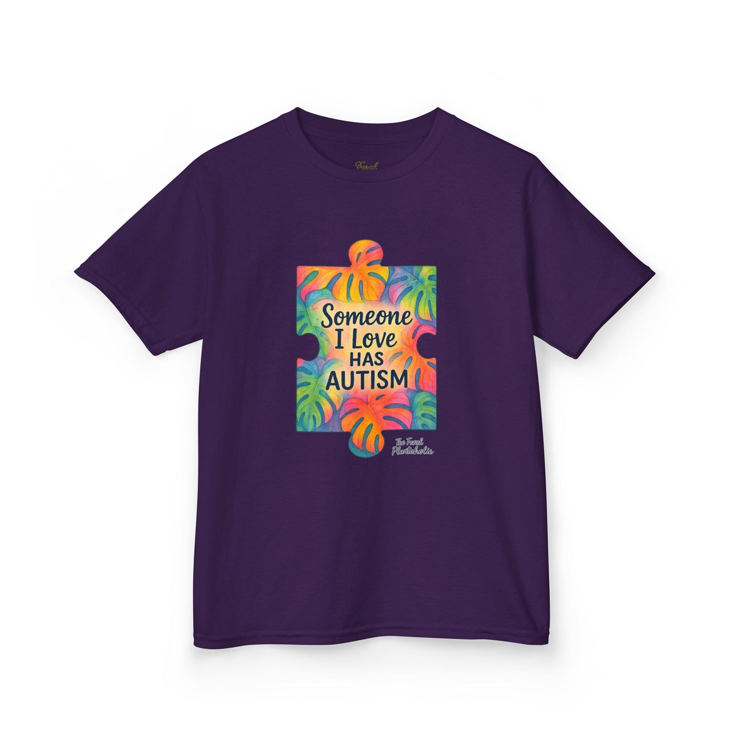 Kids T‑Shirt — "Someone I Love Has Autism" Colorful Puzzle Awareness Tee