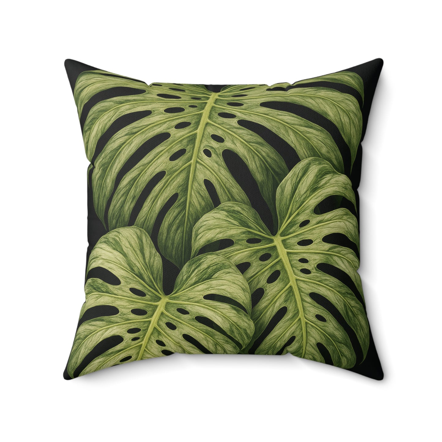 Monstera Leaf Throw Pillow – Tropical Green Decorative Pillow