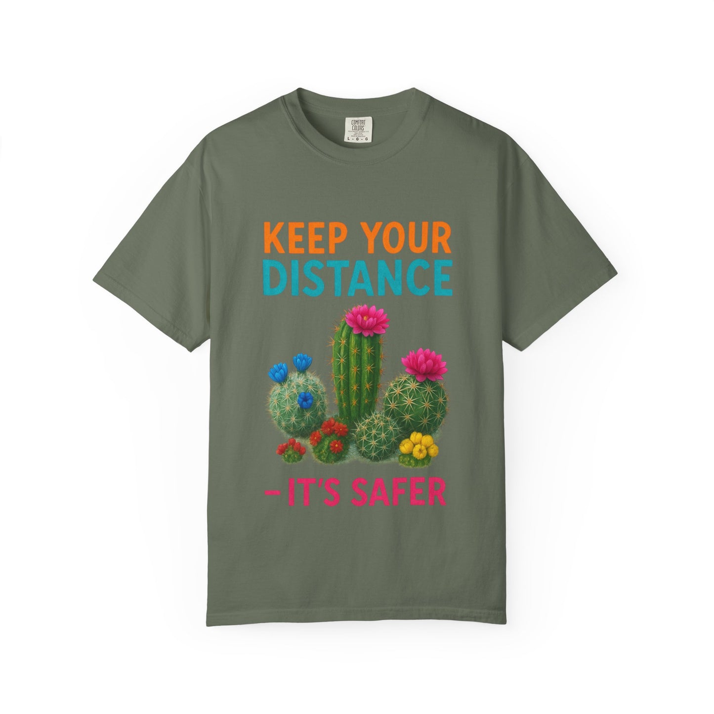 Keep Your Distance Cactus T-Shirt — "It's Safer" Humorous Social Distancing Tee