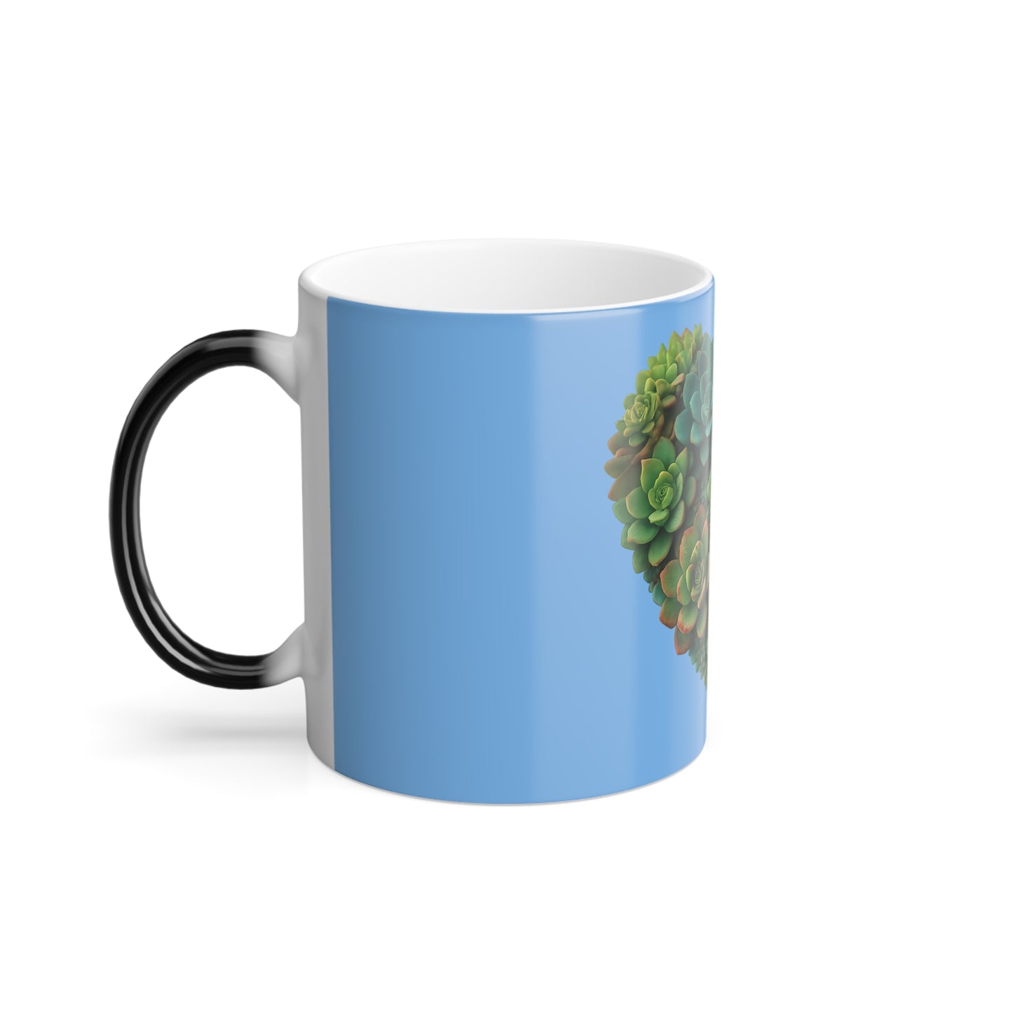 Color-Changing Succulent Heart Mug — 11oz Morphing Coffee Cup