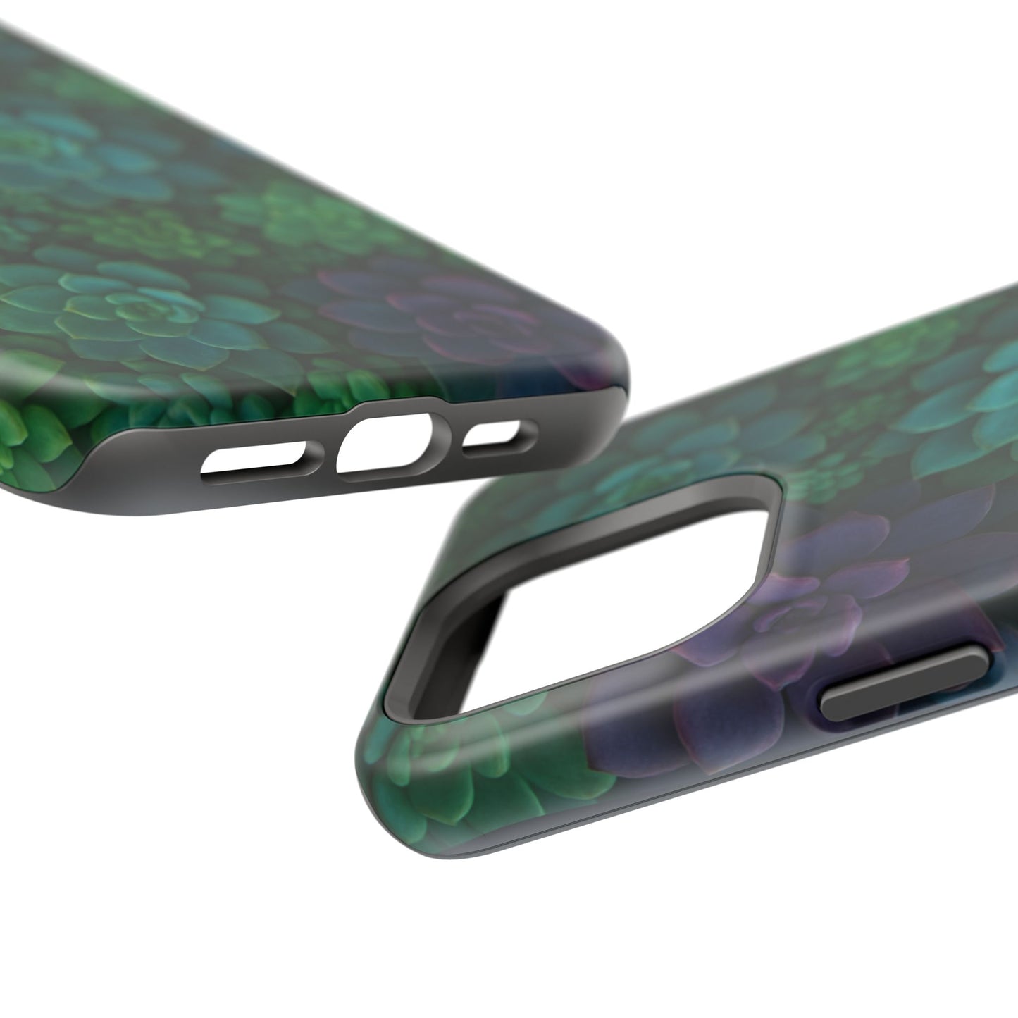 Succulent Pattern Impact-Resistant Phone Case — Green Teal Floral Protection
