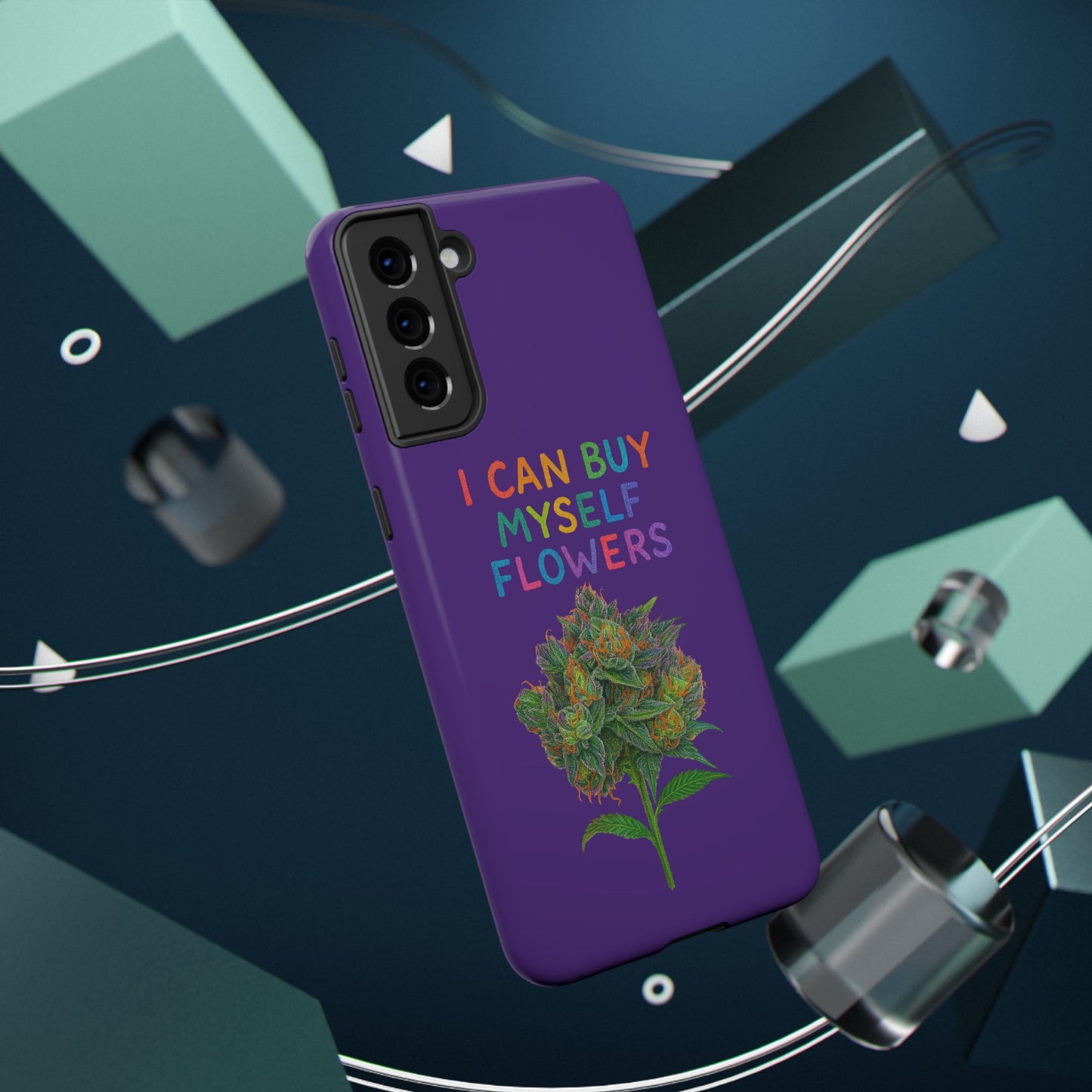 Impact-Resistant Phone Case — "I Can Buy Myself Flowers" Colorful Floral Statement