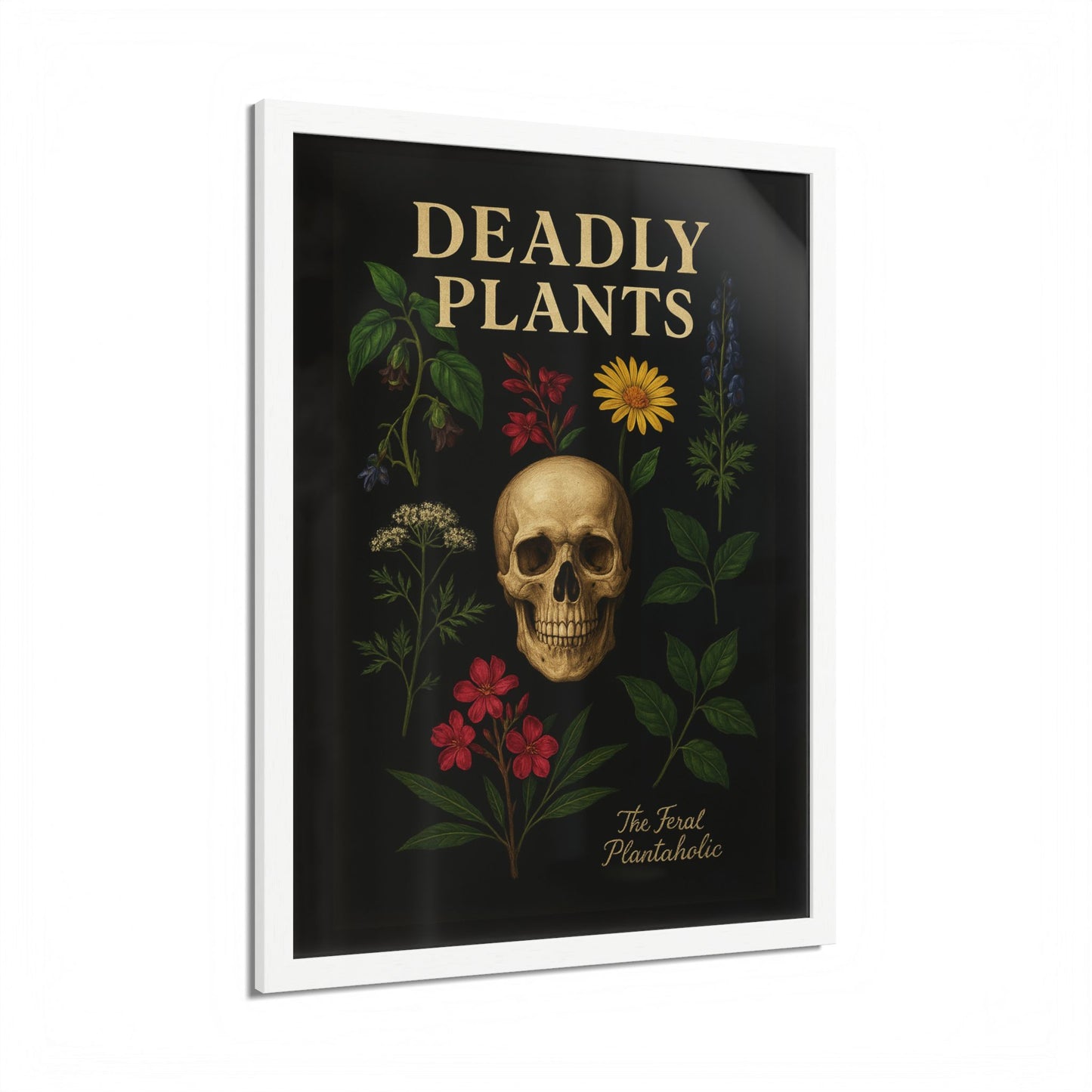 Deadly Plants Botanical Skull Framed Poster — Vintage Poisonous Plant Art