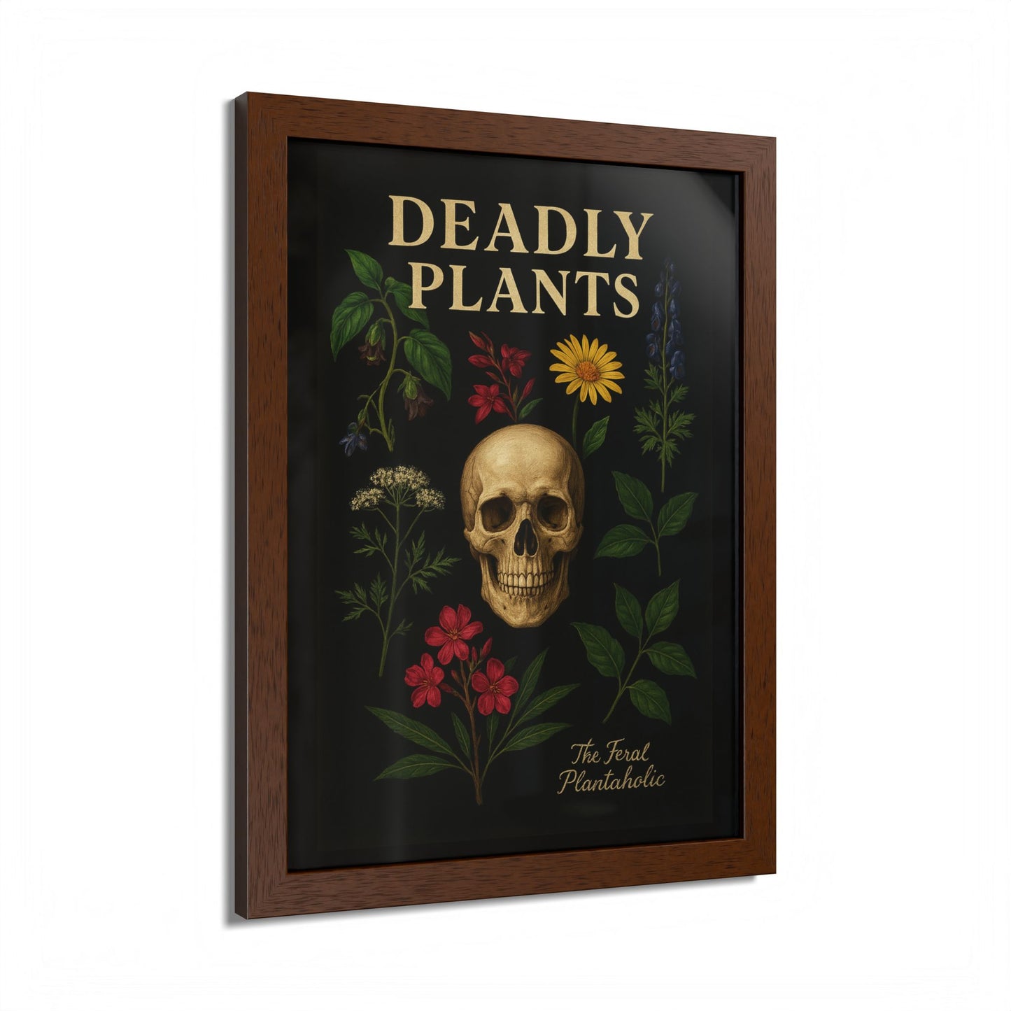 Deadly Plants Botanical Skull Framed Poster — Vintage Poisonous Plant Art
